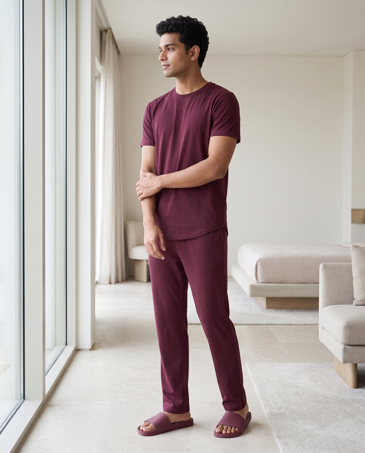 Cosmo T-Shirt + Pant (Burgundy)