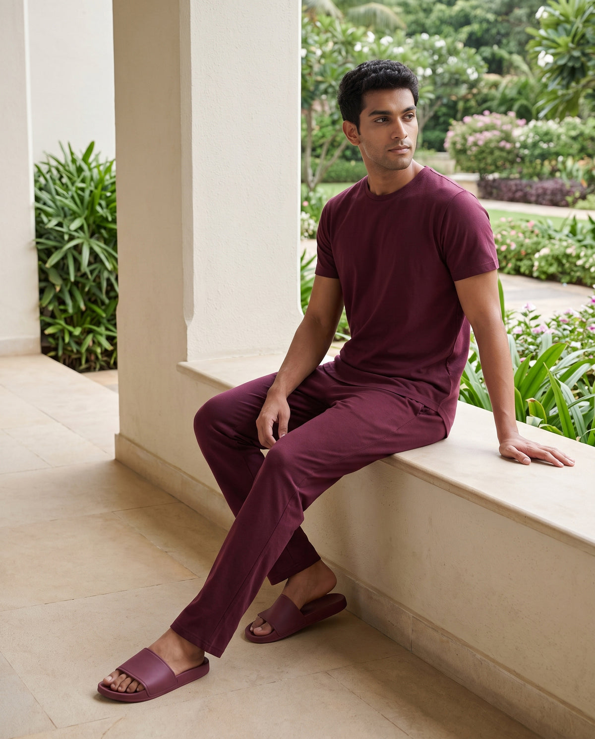 Cosmo T-Shirt + Pant (Burgundy)