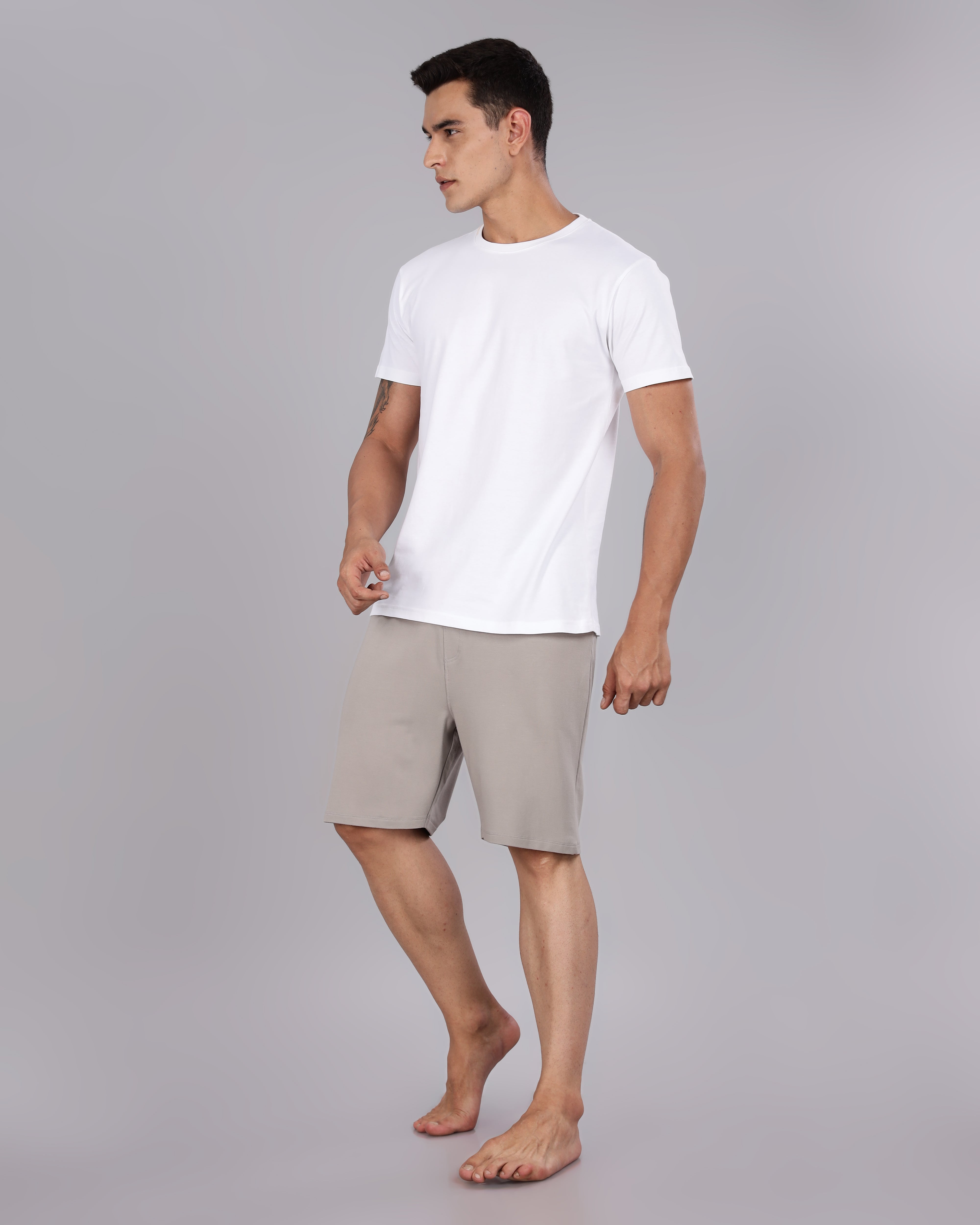 Cotton Tee & Bamboo Shorts (Grey Mocha)