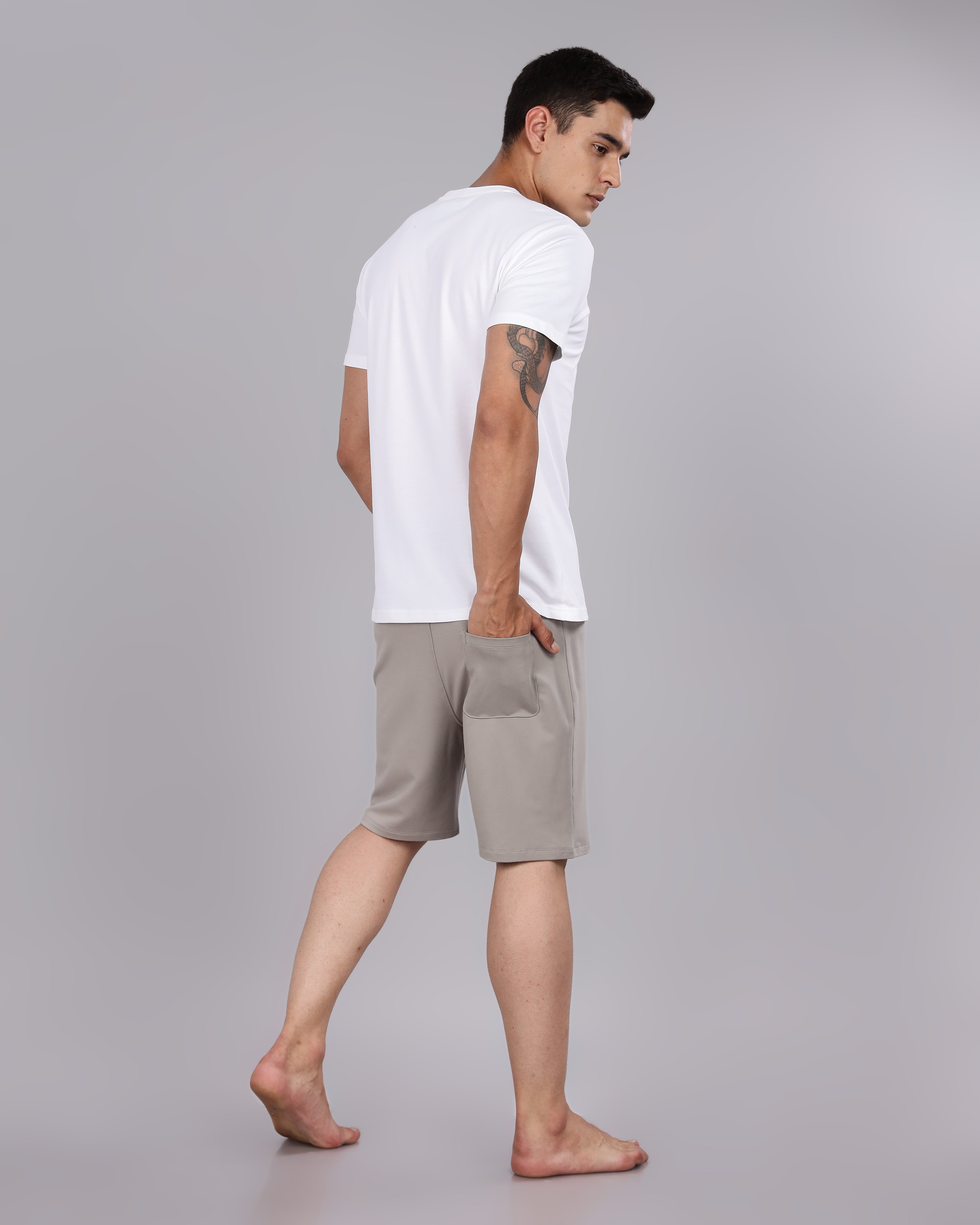 Cotton Tee & Bamboo Shorts (Grey Mocha)