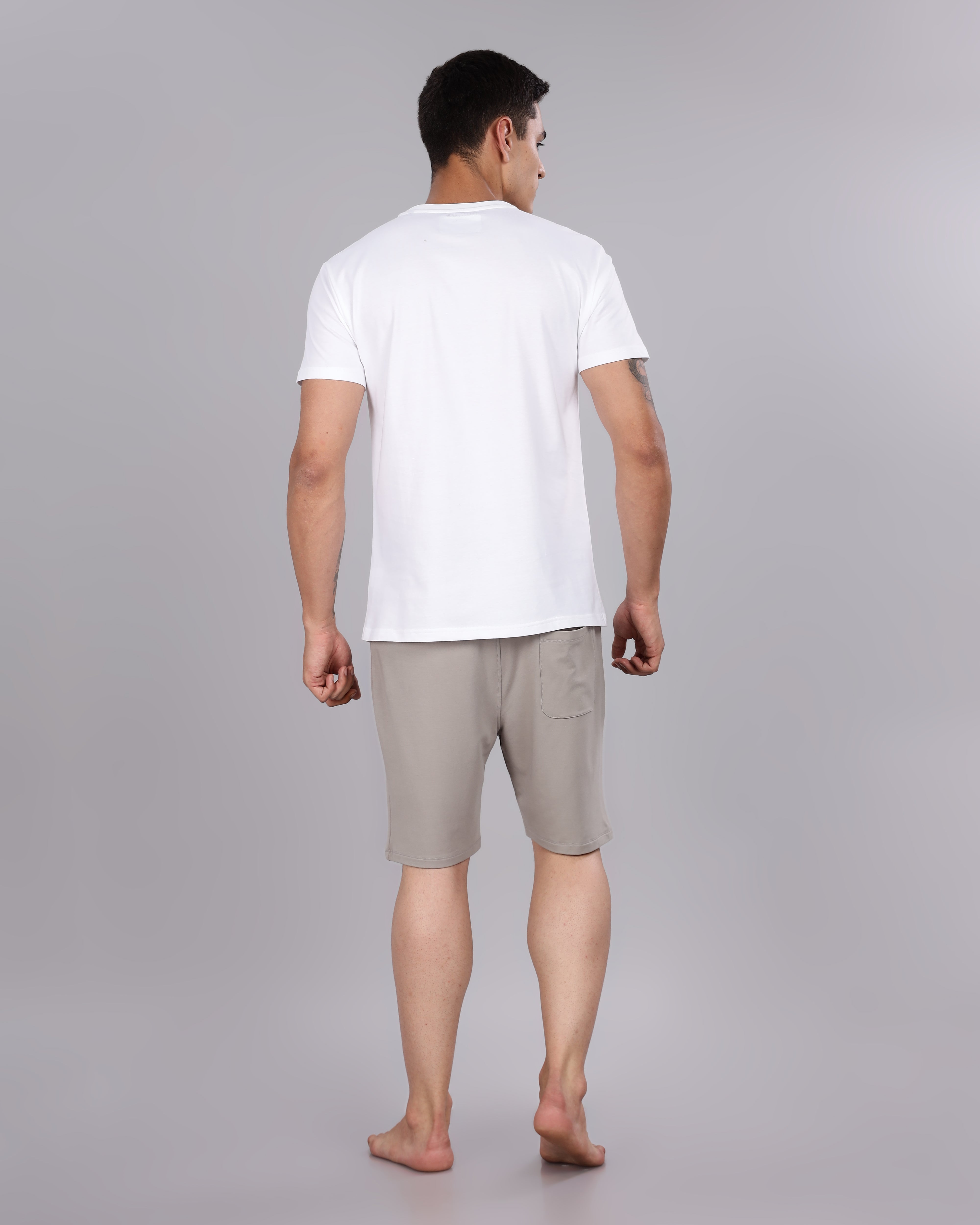 Cotton Tee & Bamboo Shorts (Grey Mocha)