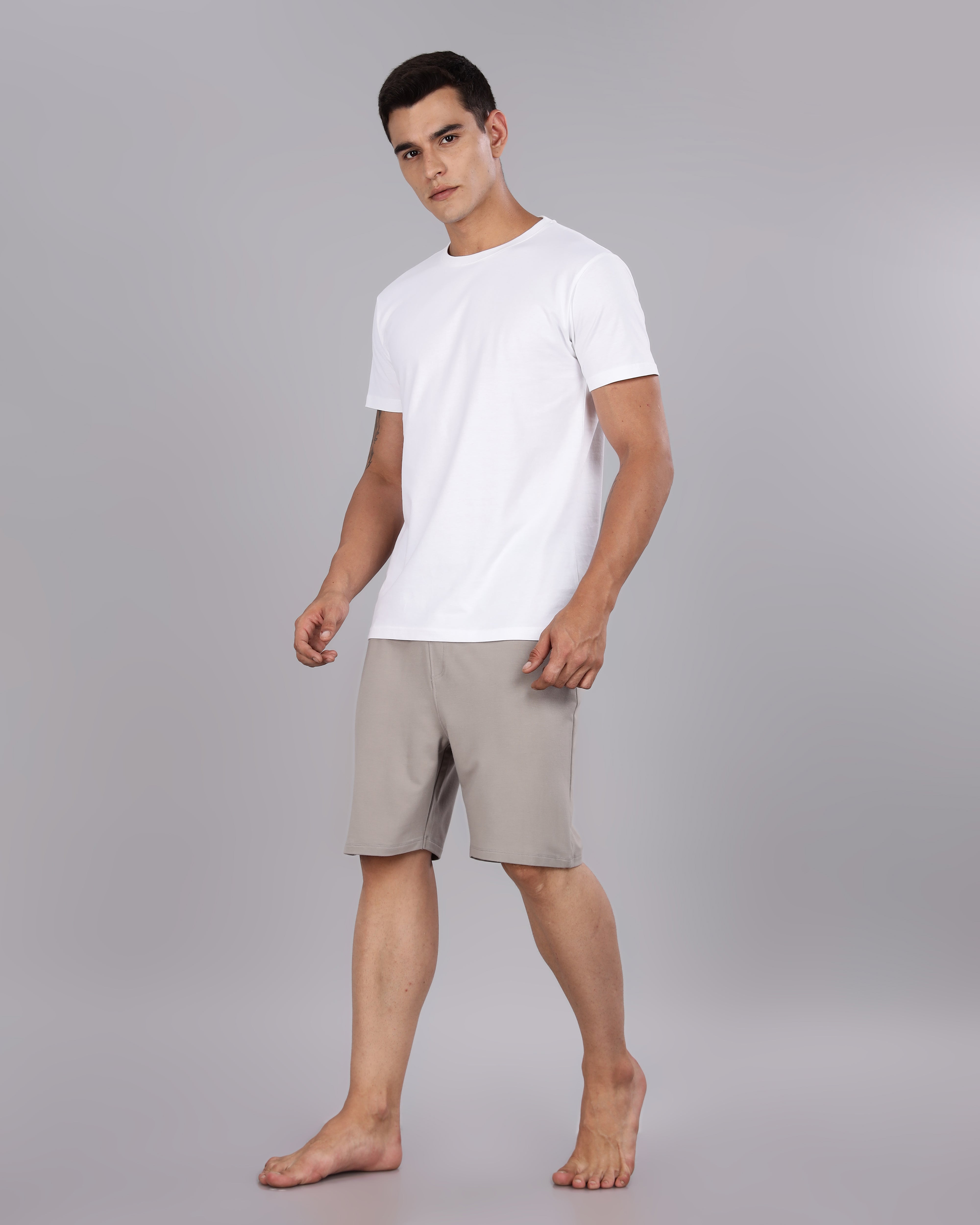 Cotton Tee & Bamboo Shorts (Grey Mocha)