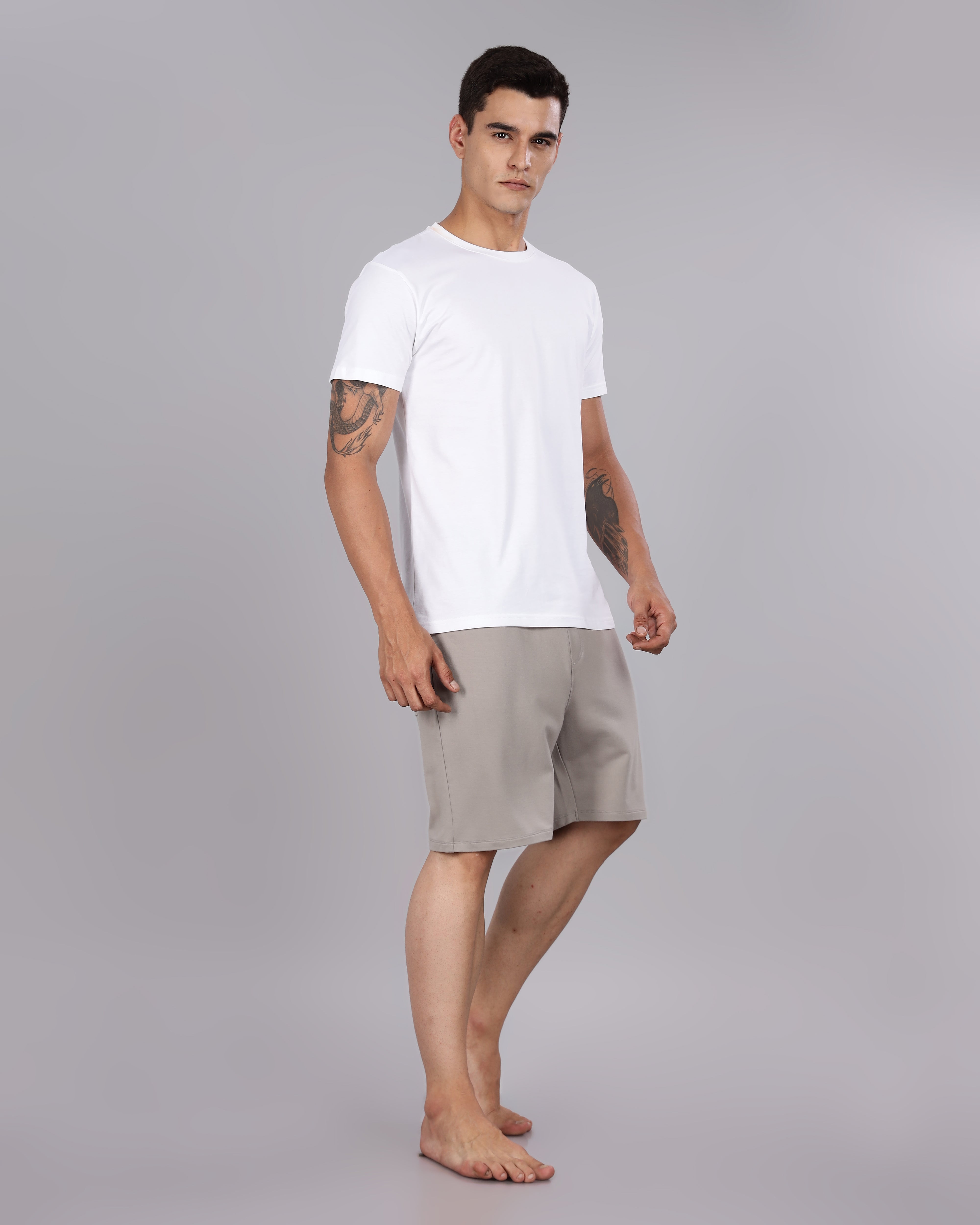 Cotton Tee & Bamboo Shorts (Grey Mocha)