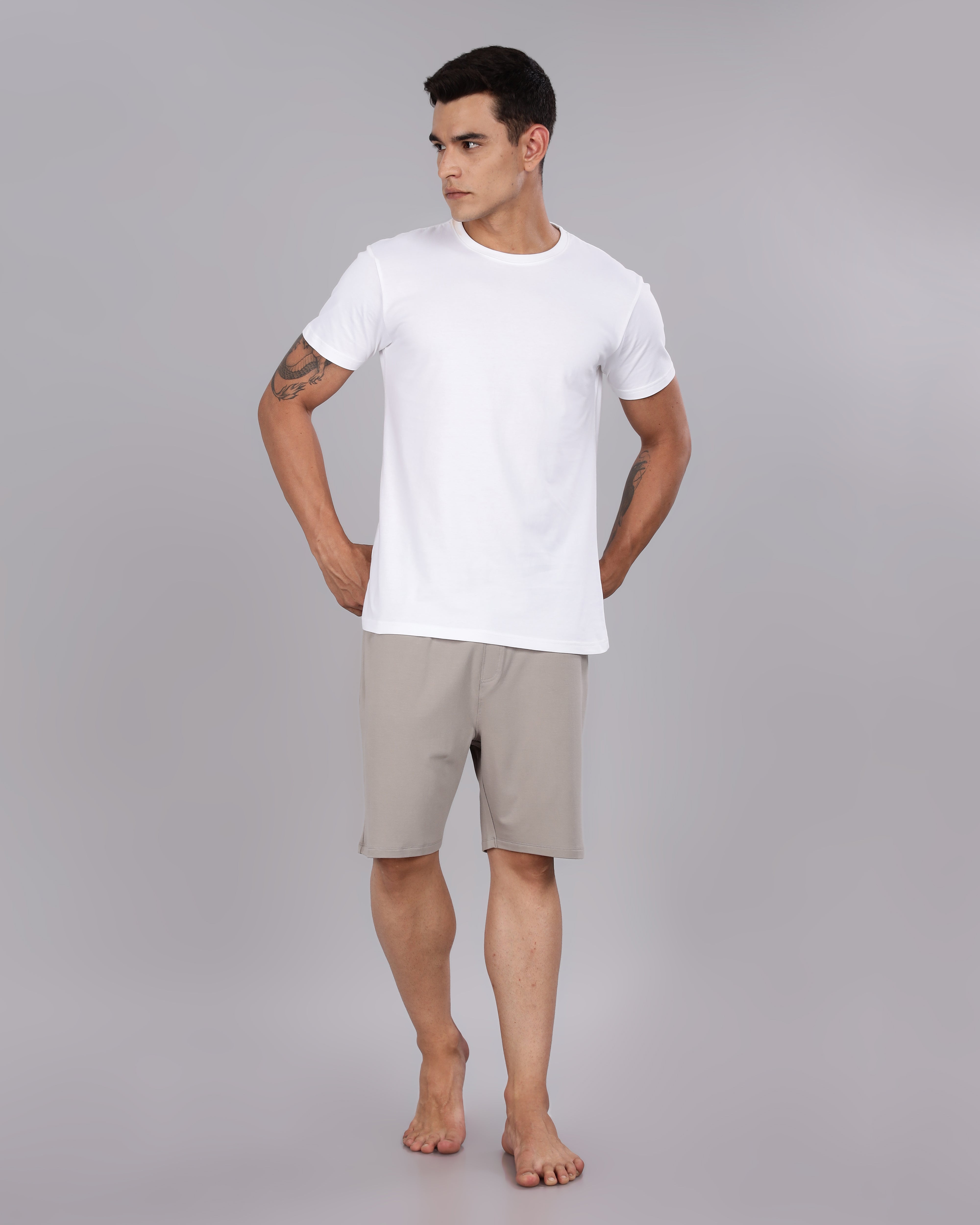 Cotton Tee & Bamboo Shorts (Grey Mocha)