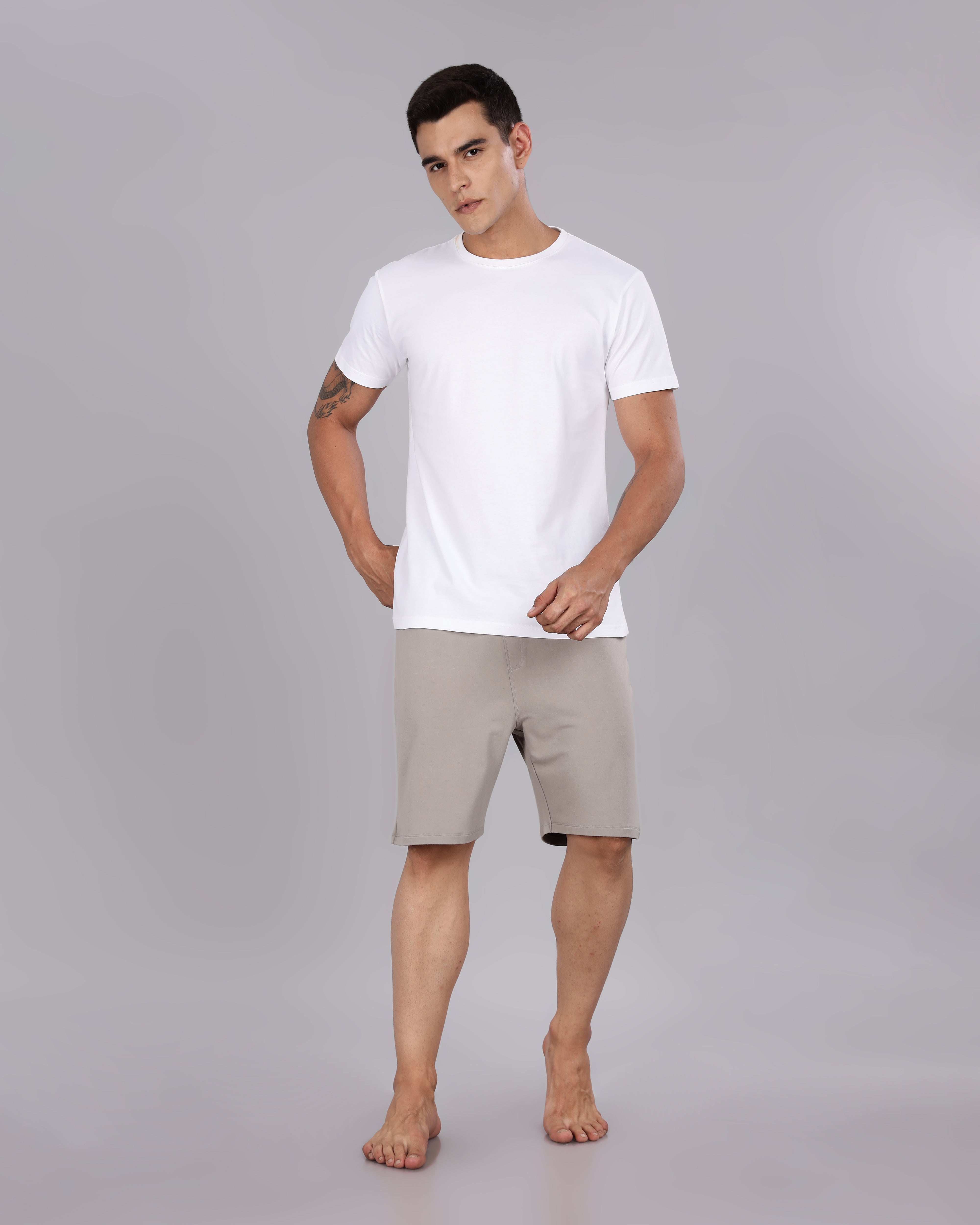 Cotton Tee & Bamboo Shorts (Grey Mocha)