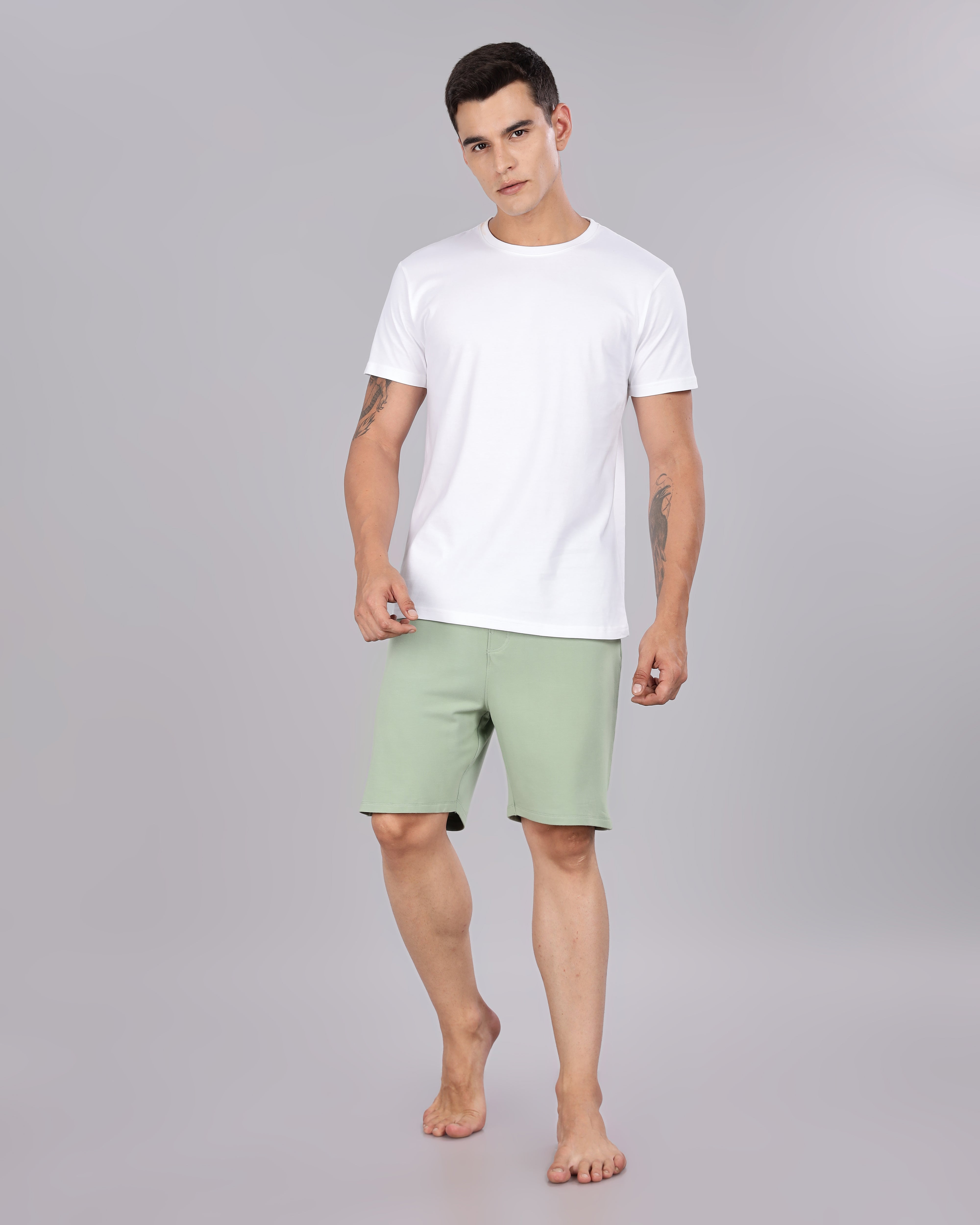 Cotton Tee & Bamboo Shorts (Laurel Green)