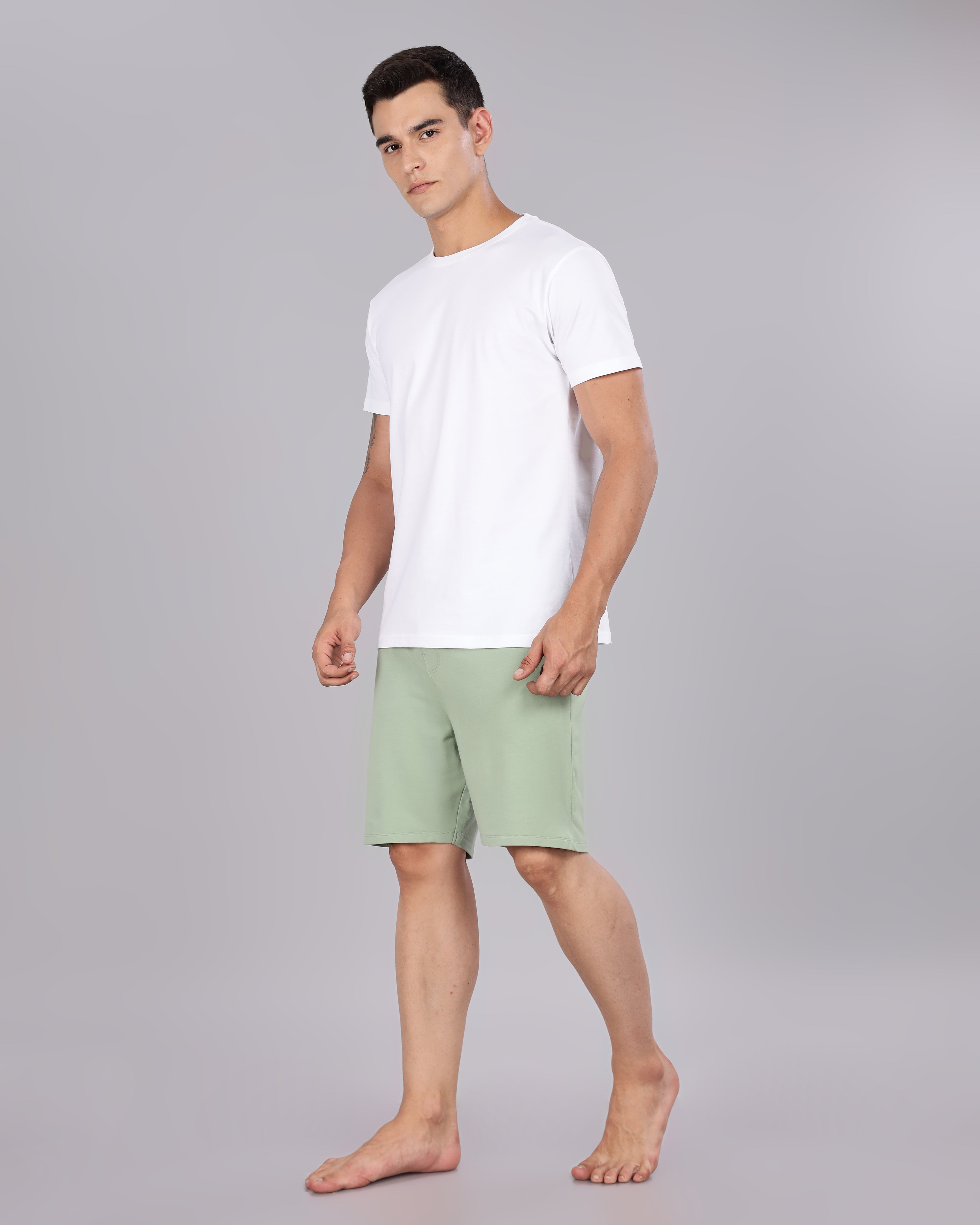 Cotton Tee & Bamboo Shorts (Laurel Green)