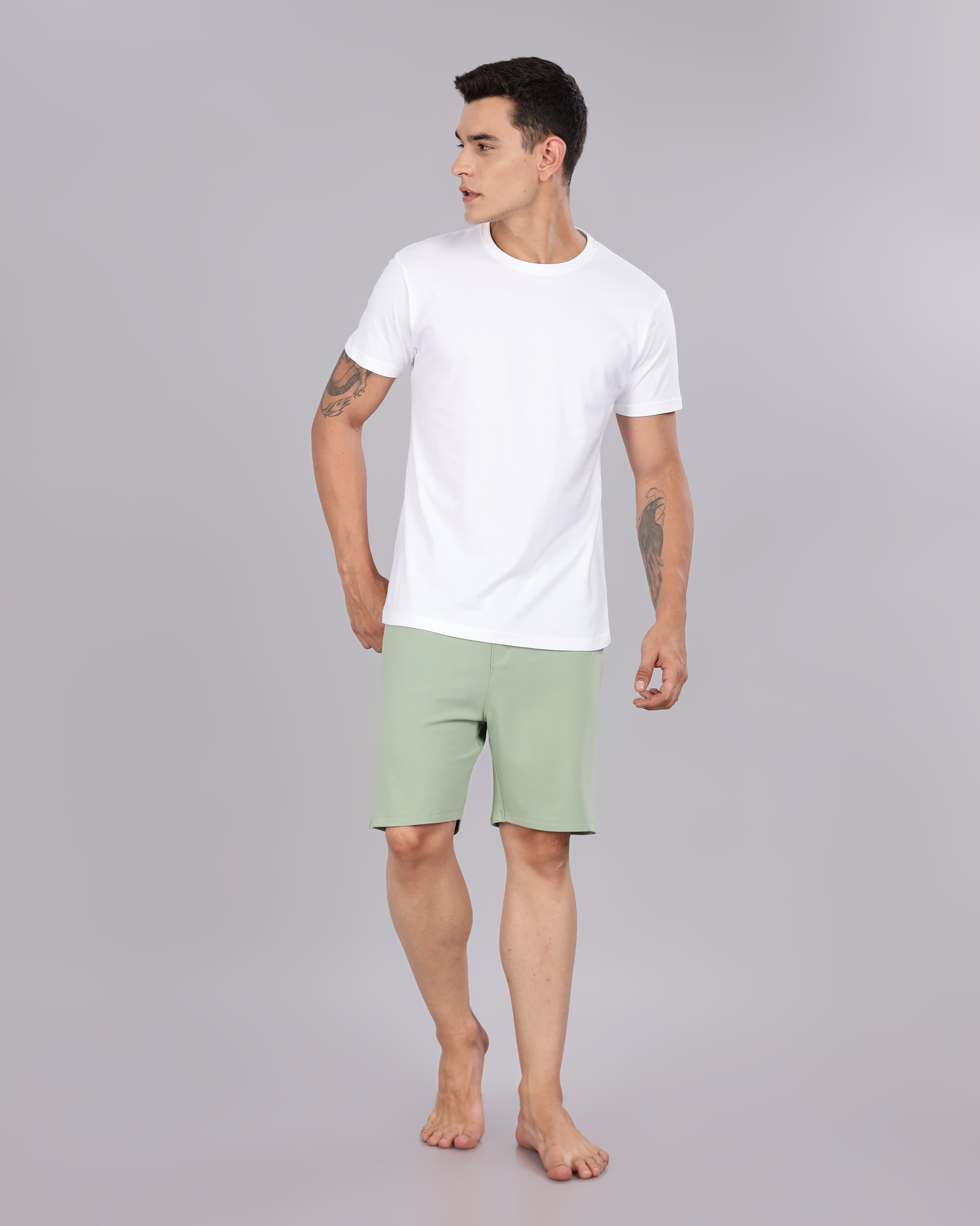Cotton Tee & Bamboo Shorts (Laurel Green)