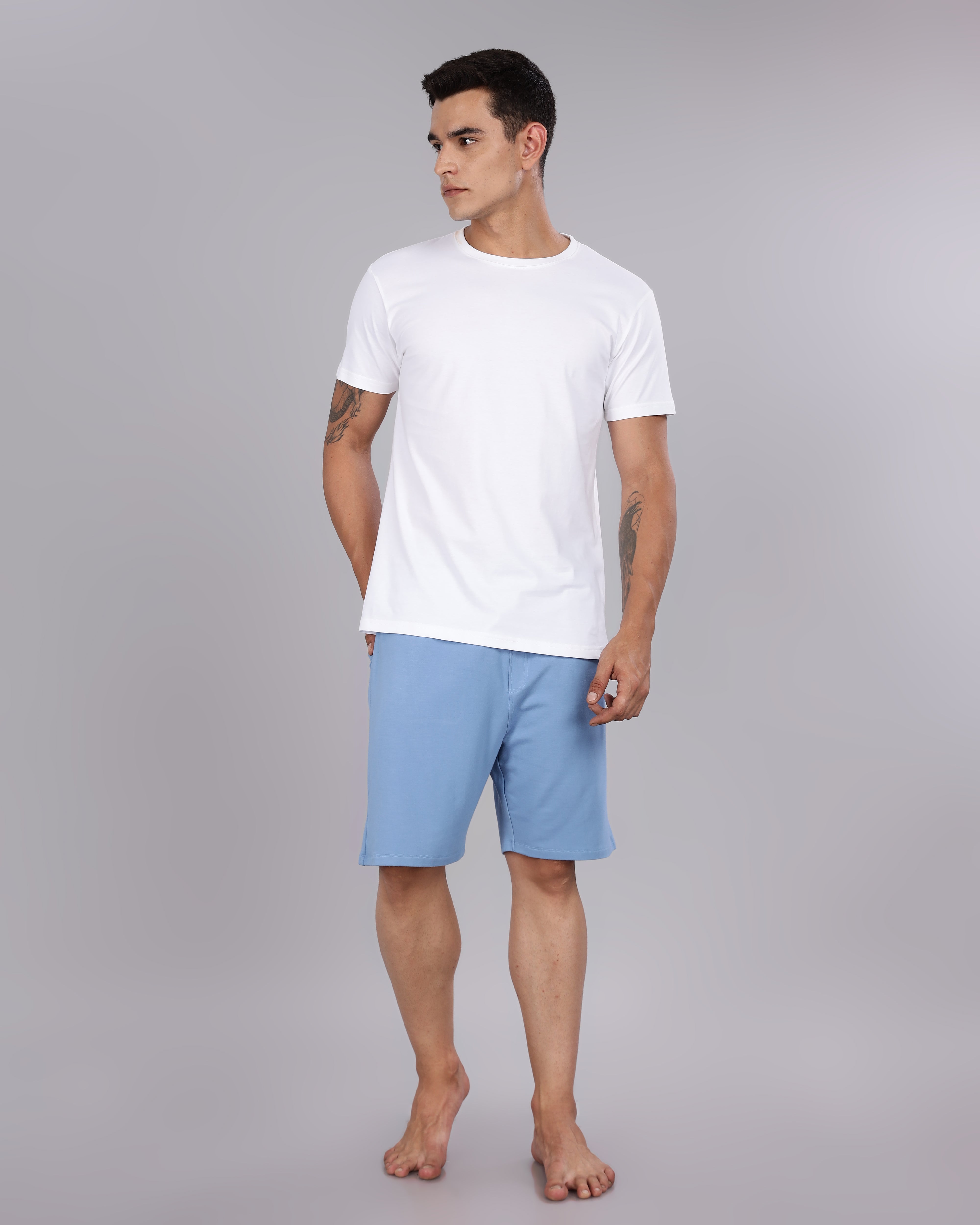 Cotton Tee & Bamboo Shorts (Ocean Blue)