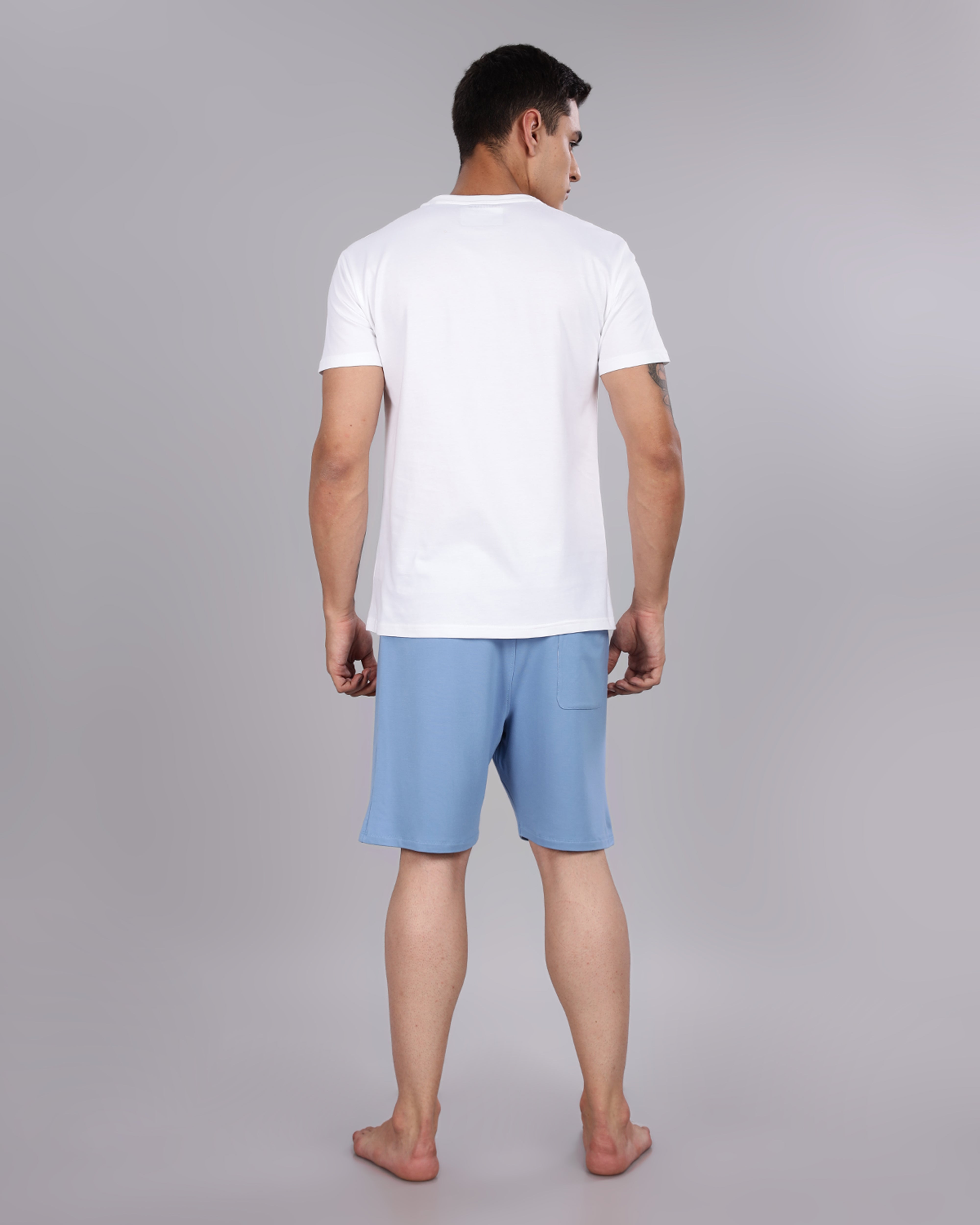 Cotton Tee & Bamboo Shorts (Ocean Blue)