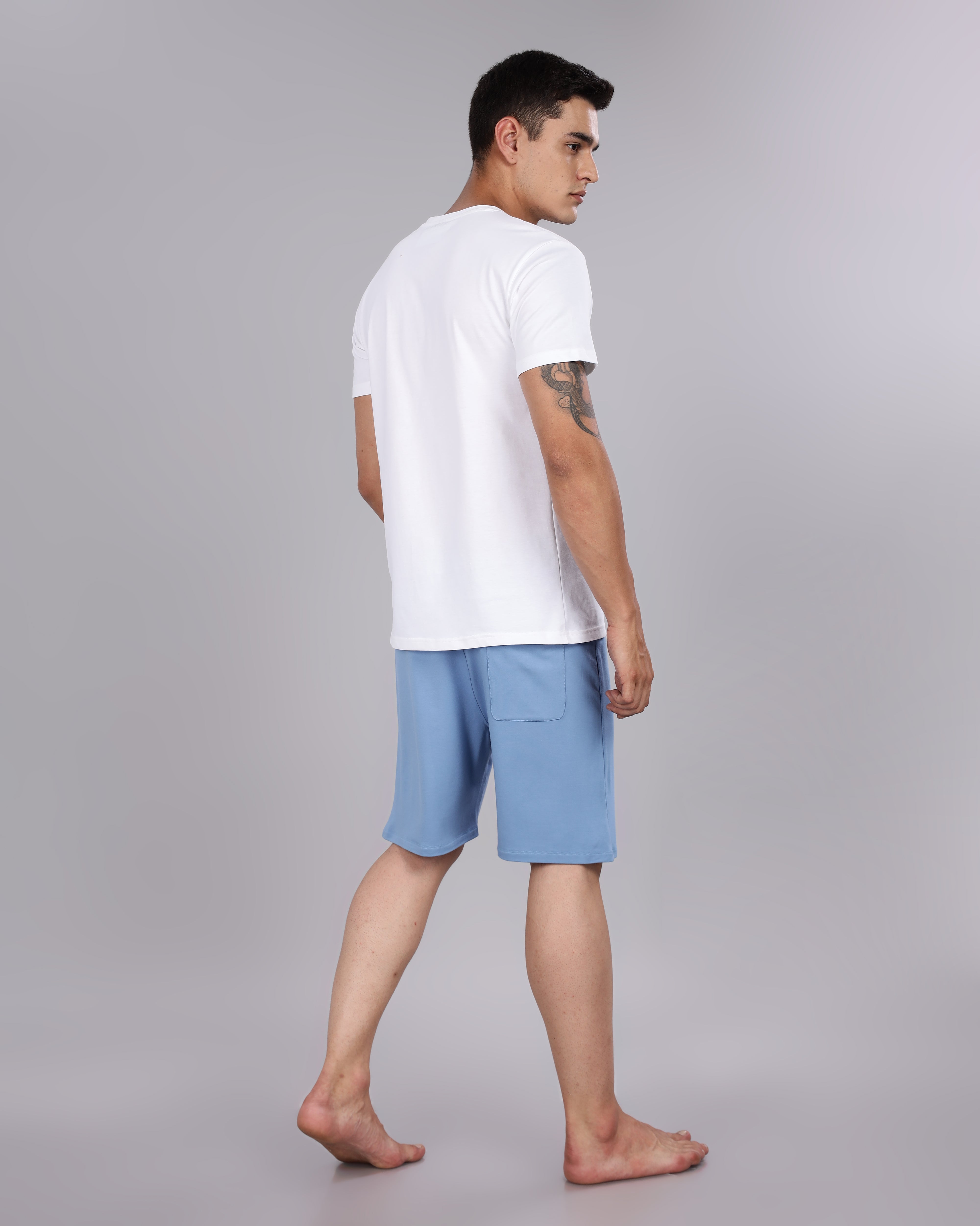 Cotton Tee & Bamboo Shorts (Ocean Blue)