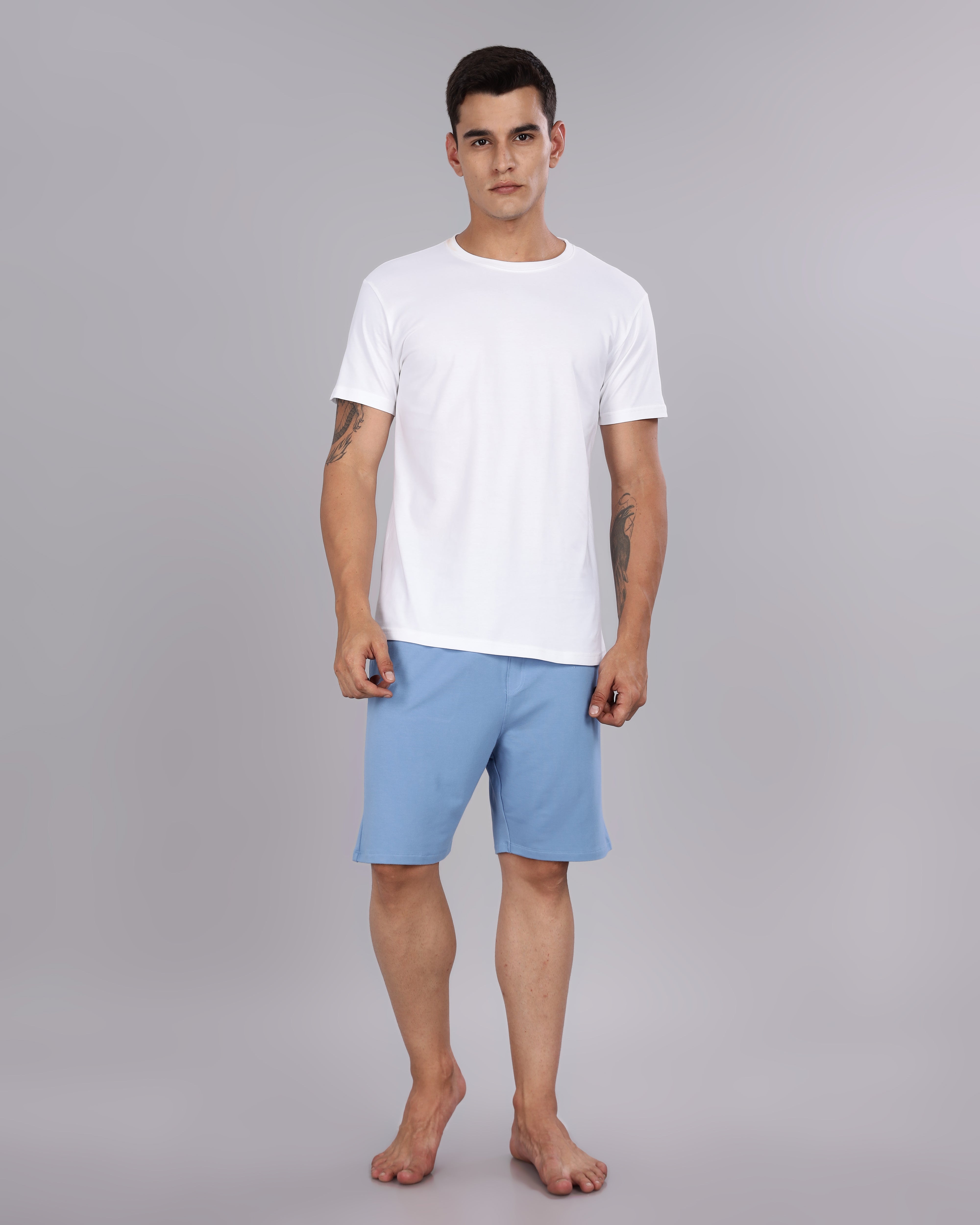 Cotton Tee & Bamboo Shorts (Ocean Blue)