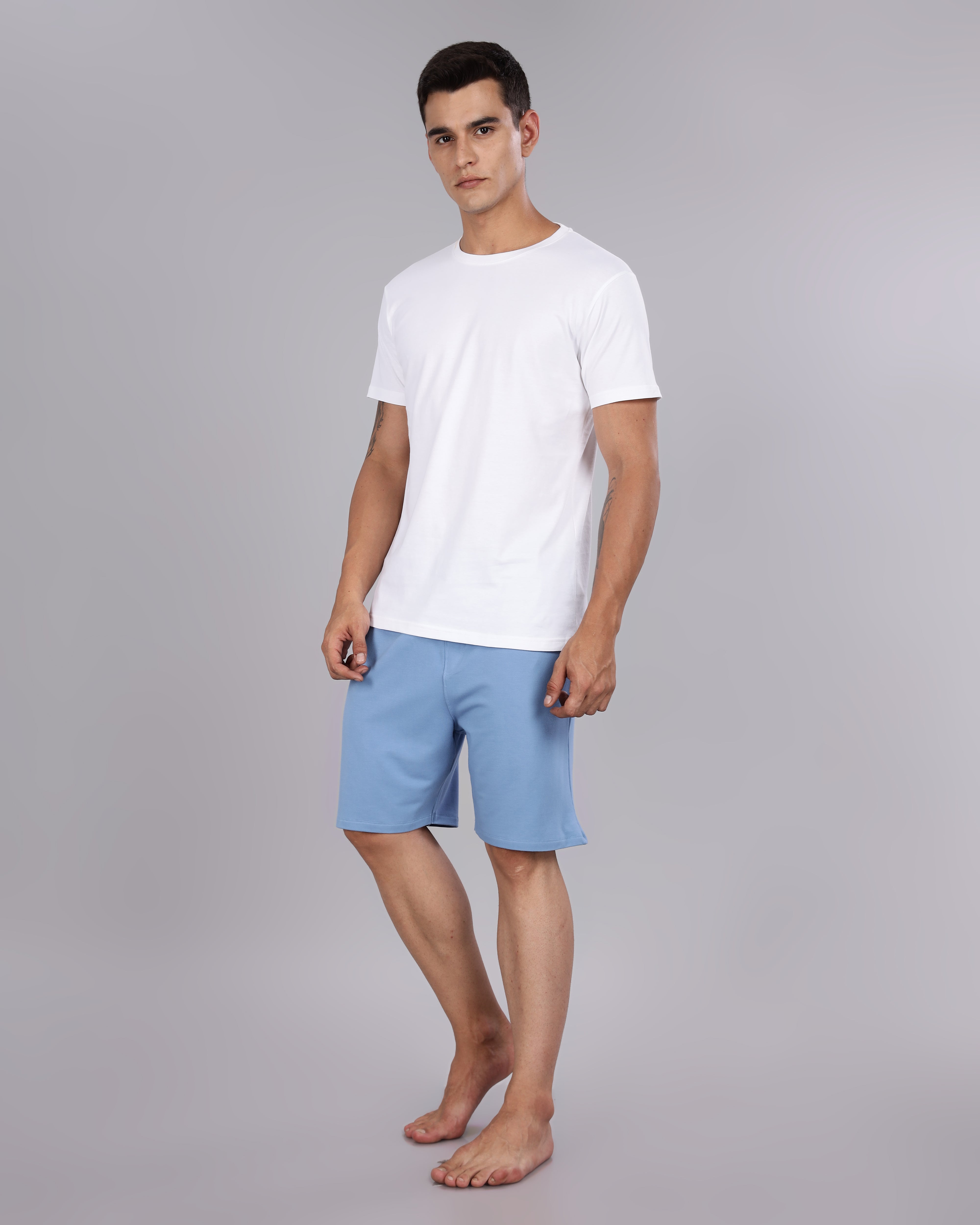 Cotton Tee & Bamboo Shorts (Ocean Blue)