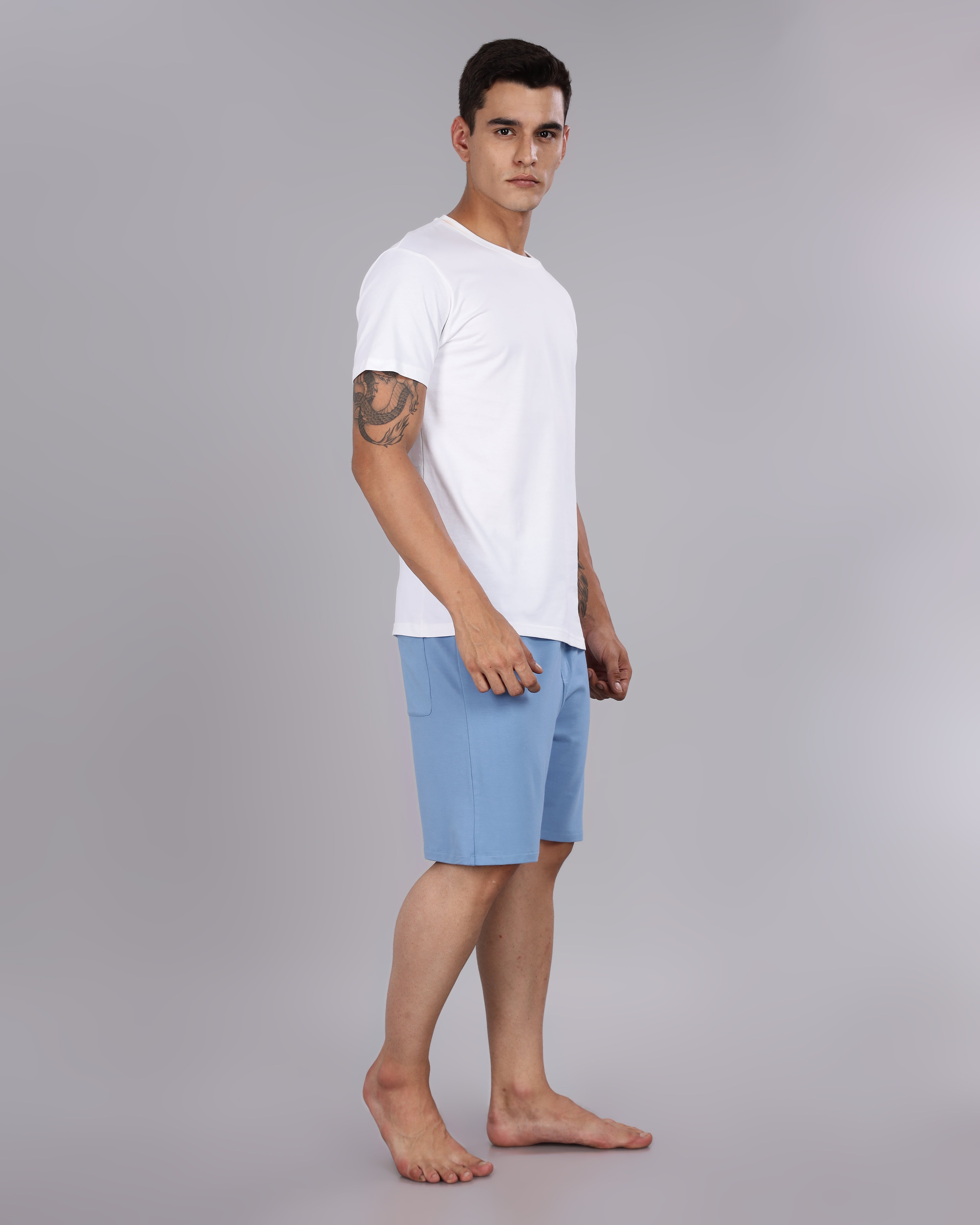 Cotton Tee & Bamboo Shorts (Ocean Blue)