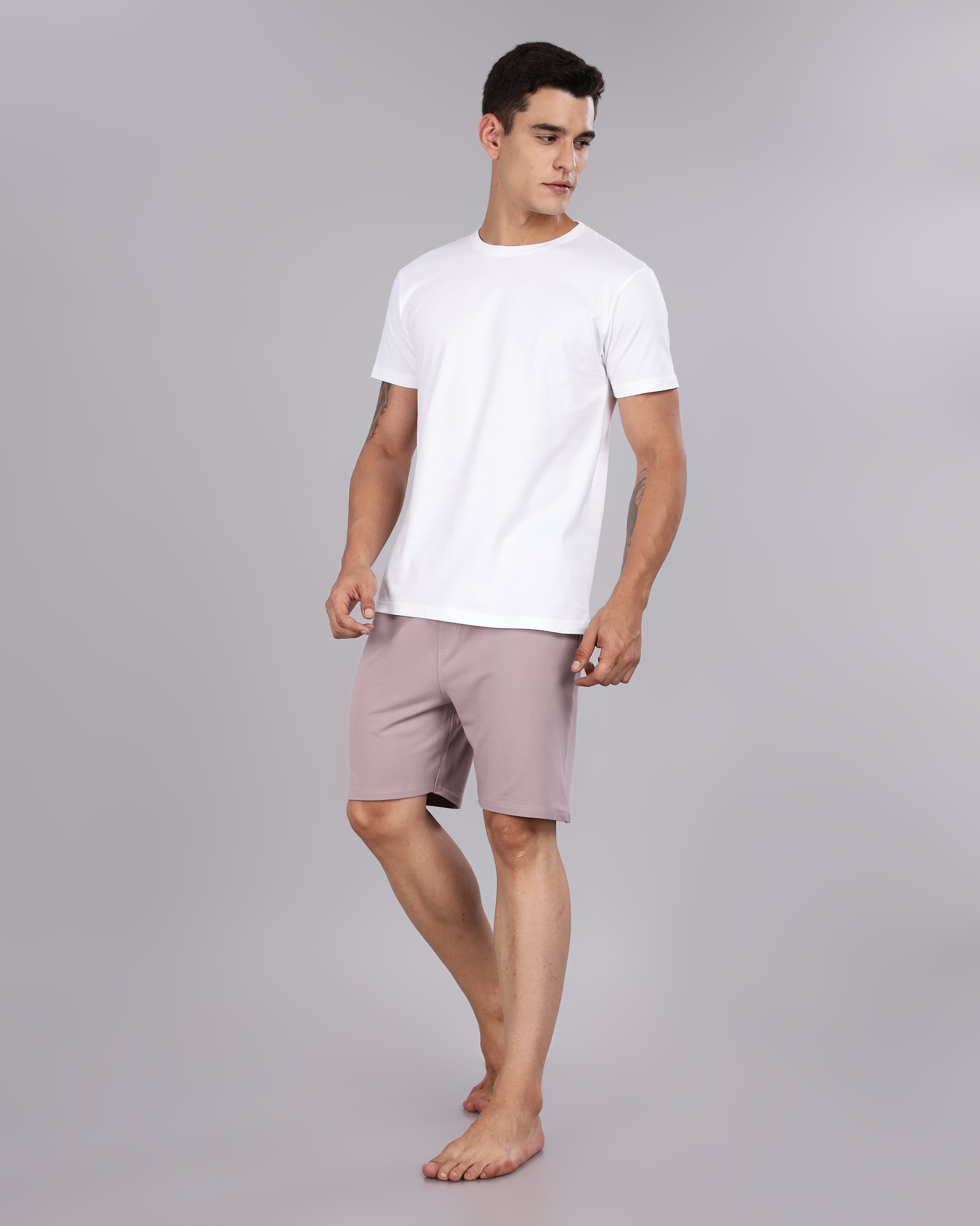 Cotton Tee & Bamboo Shorts (Sea Fog)