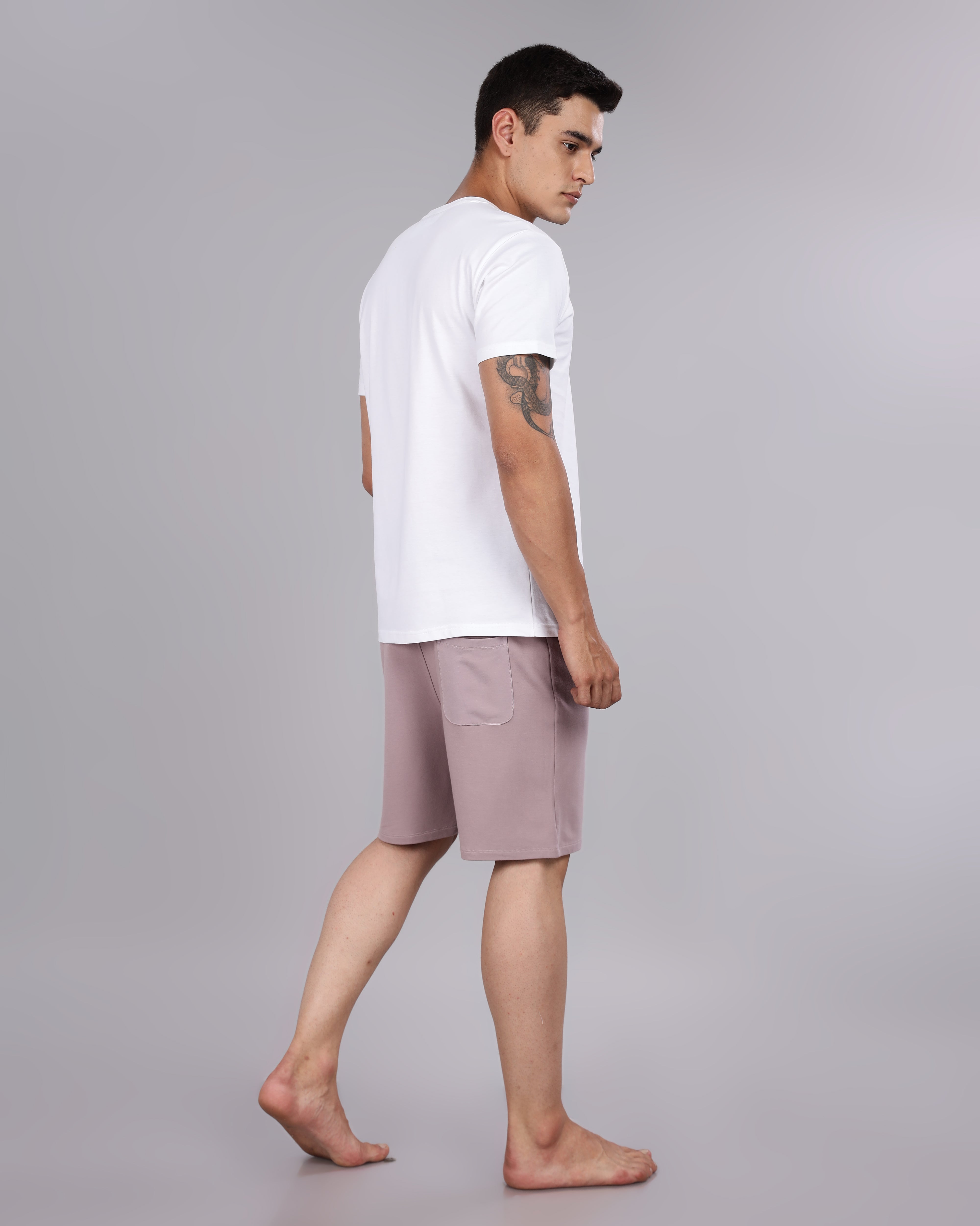 Cotton Tee & Bamboo Shorts (Sea Fog)