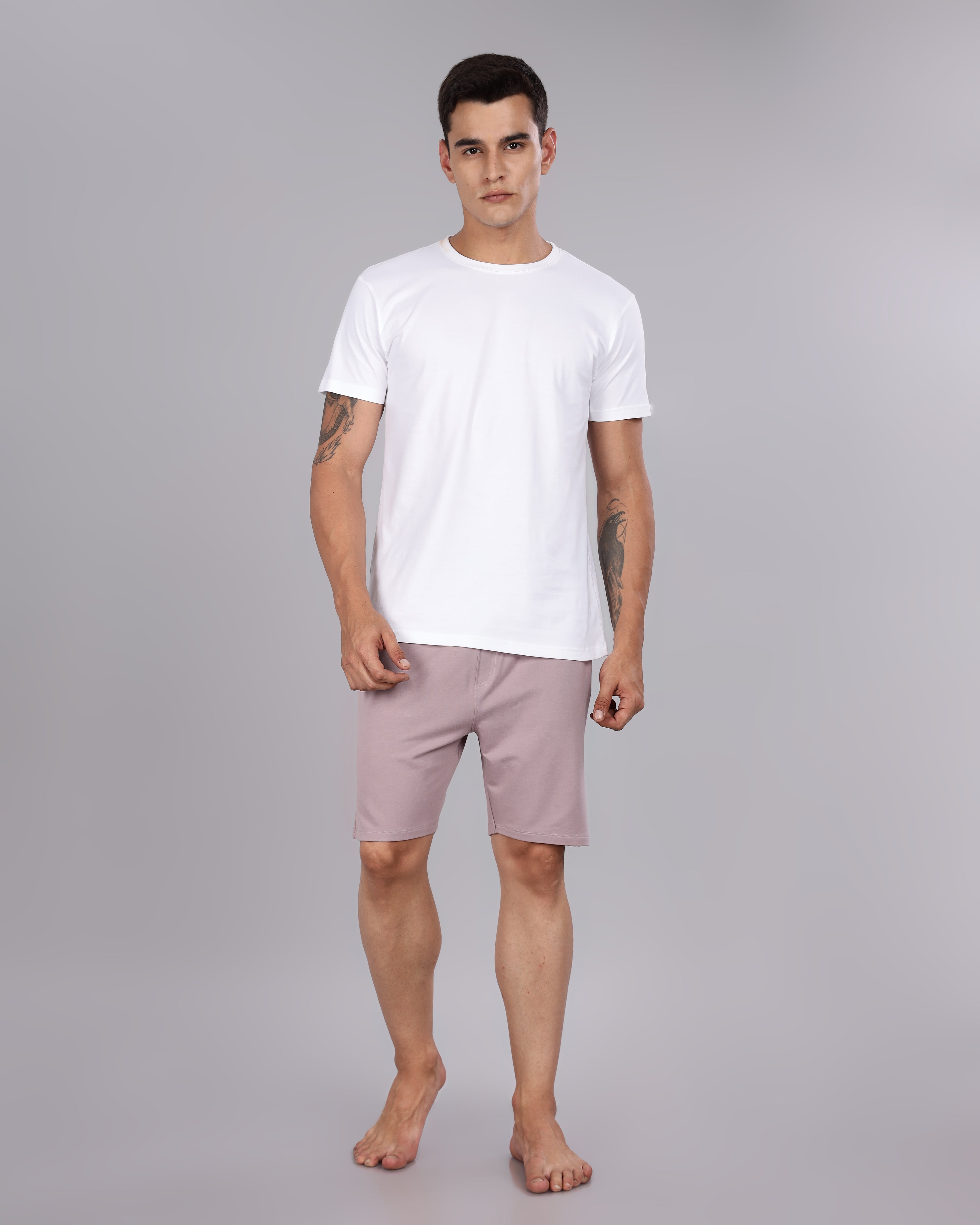 Cotton Tee & Bamboo Shorts (Sea Fog)