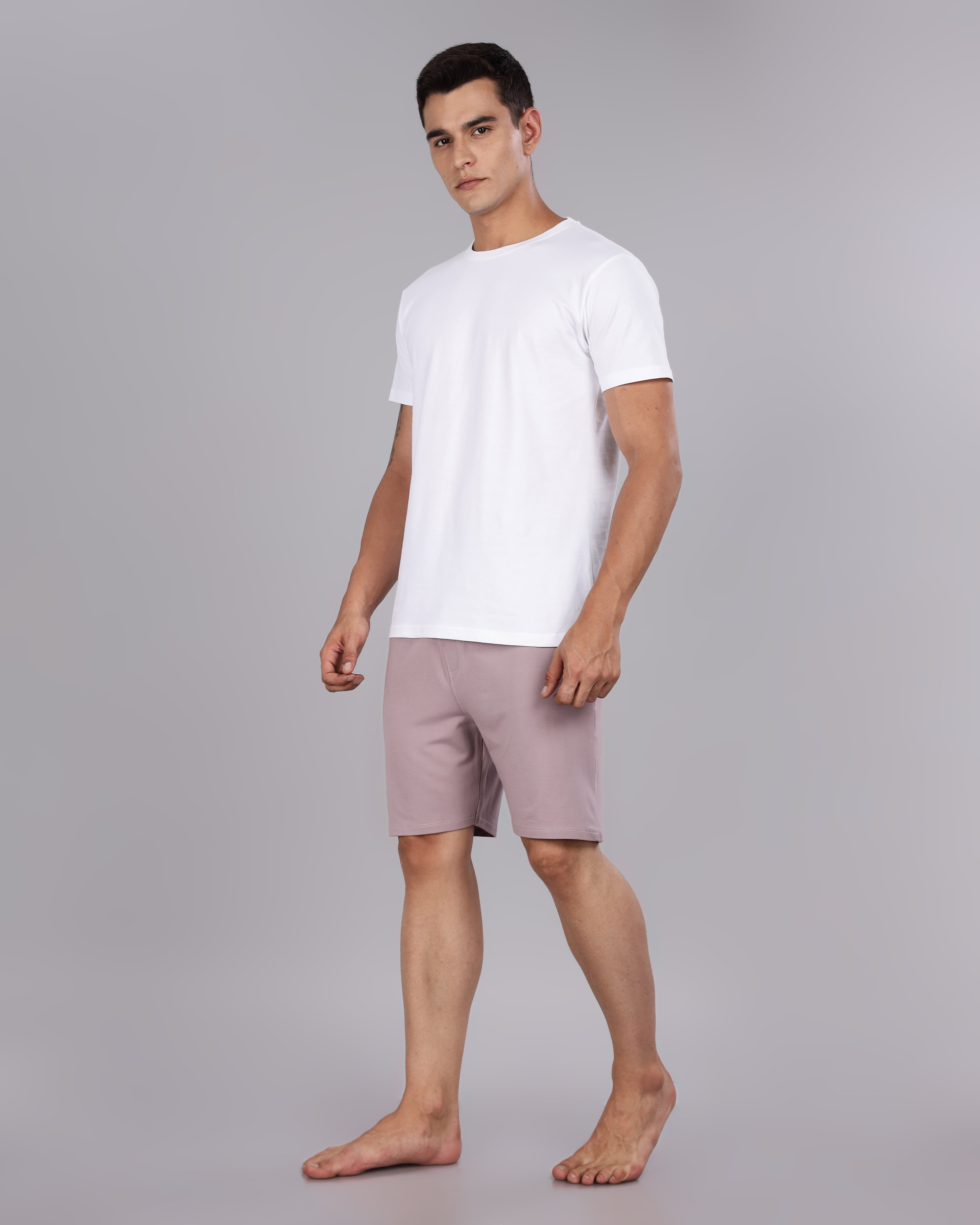 Cotton Tee & Bamboo Shorts (Sea Fog)