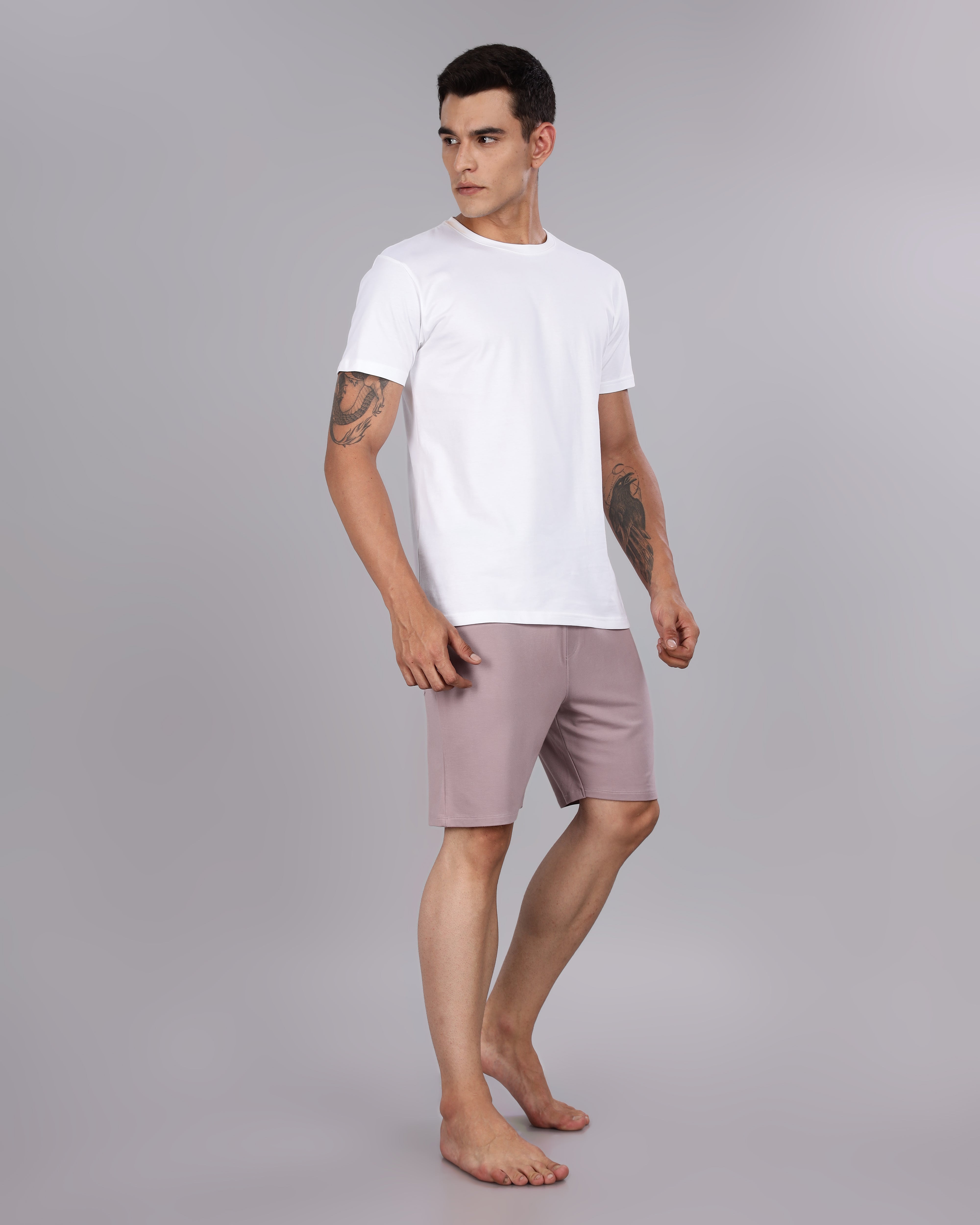 Cotton Tee & Bamboo Shorts (Sea Fog)