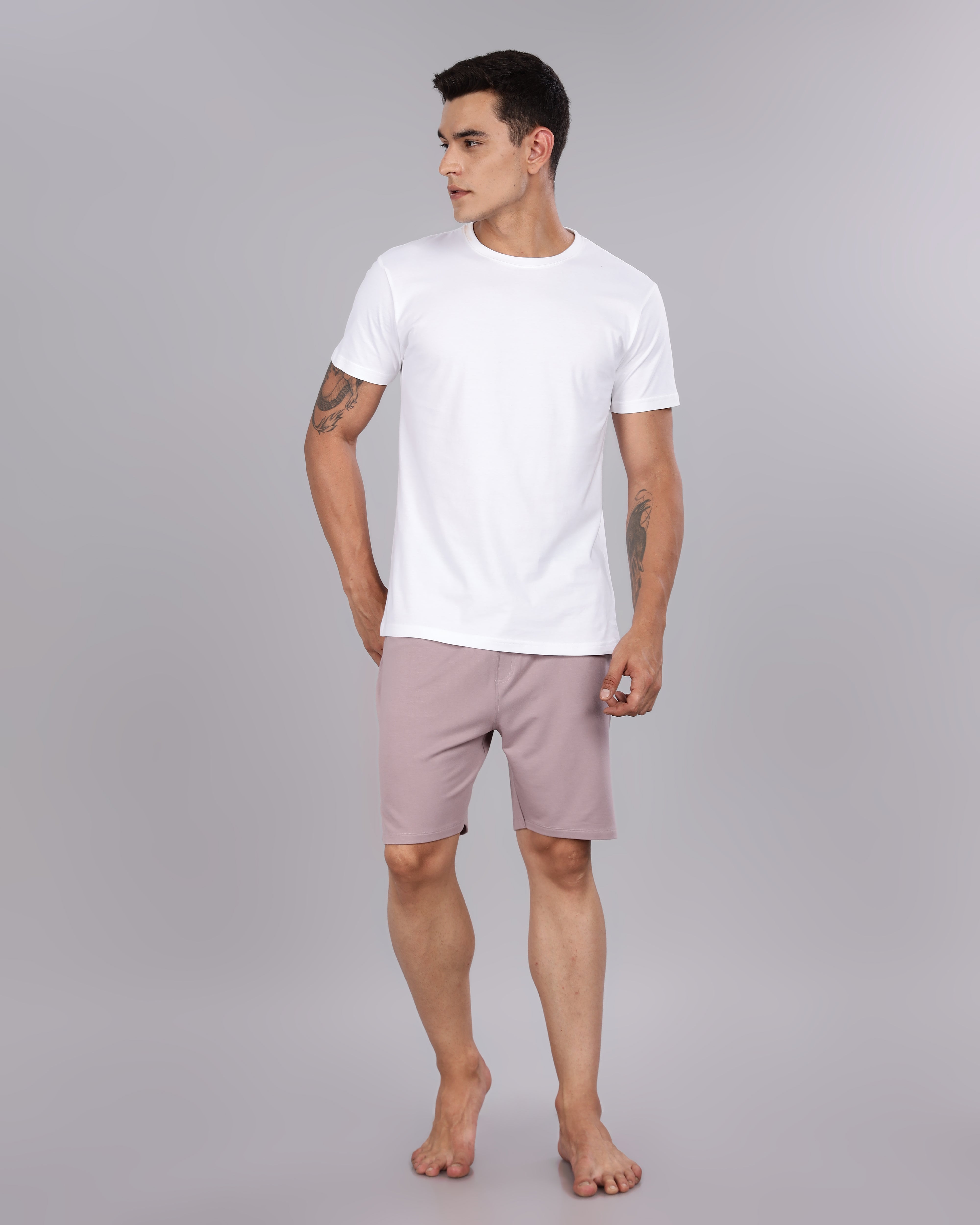 Cotton Tee & Bamboo Shorts (Sea Fog)