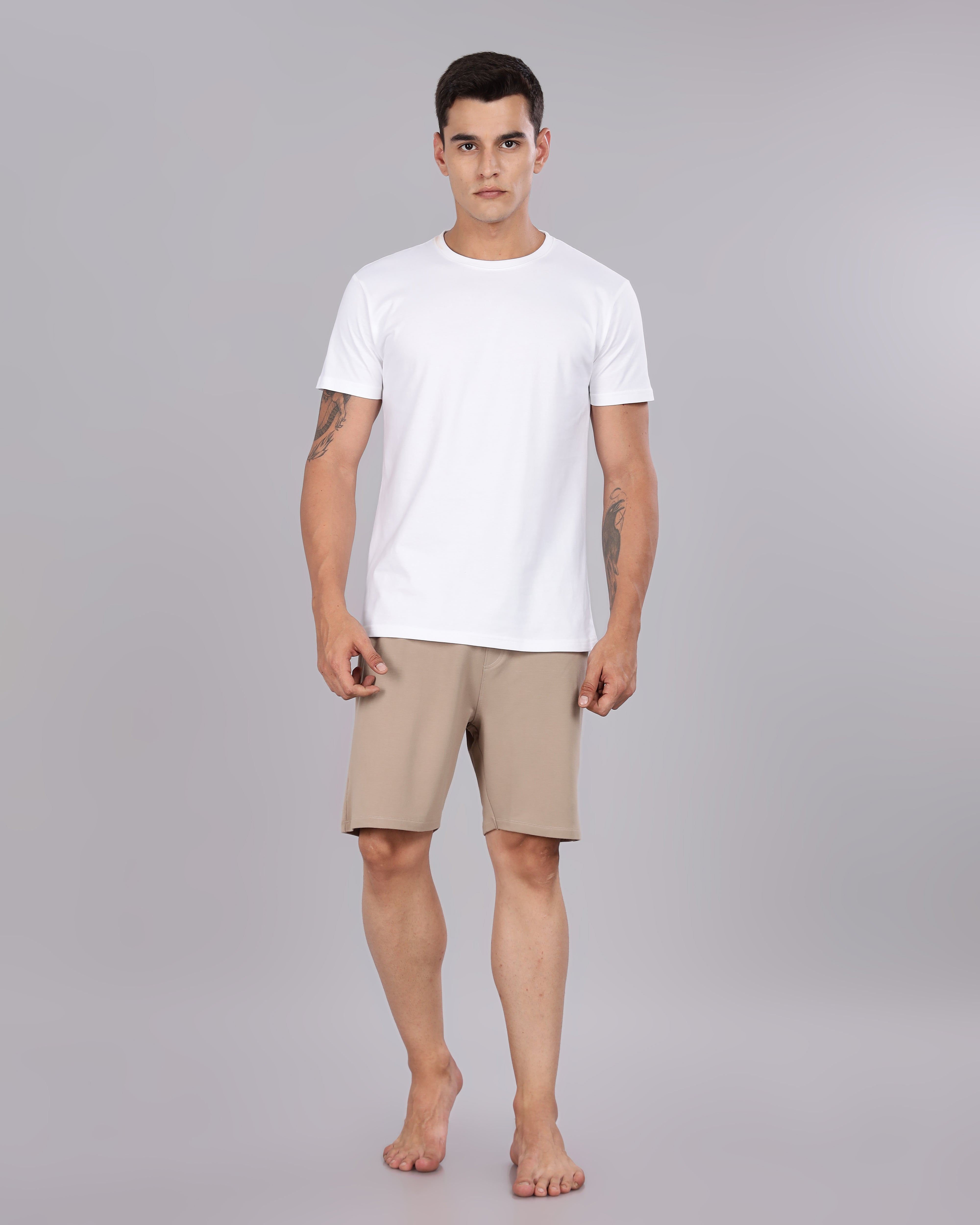 Cotton Tee & Bamboo Shorts (Walnut)