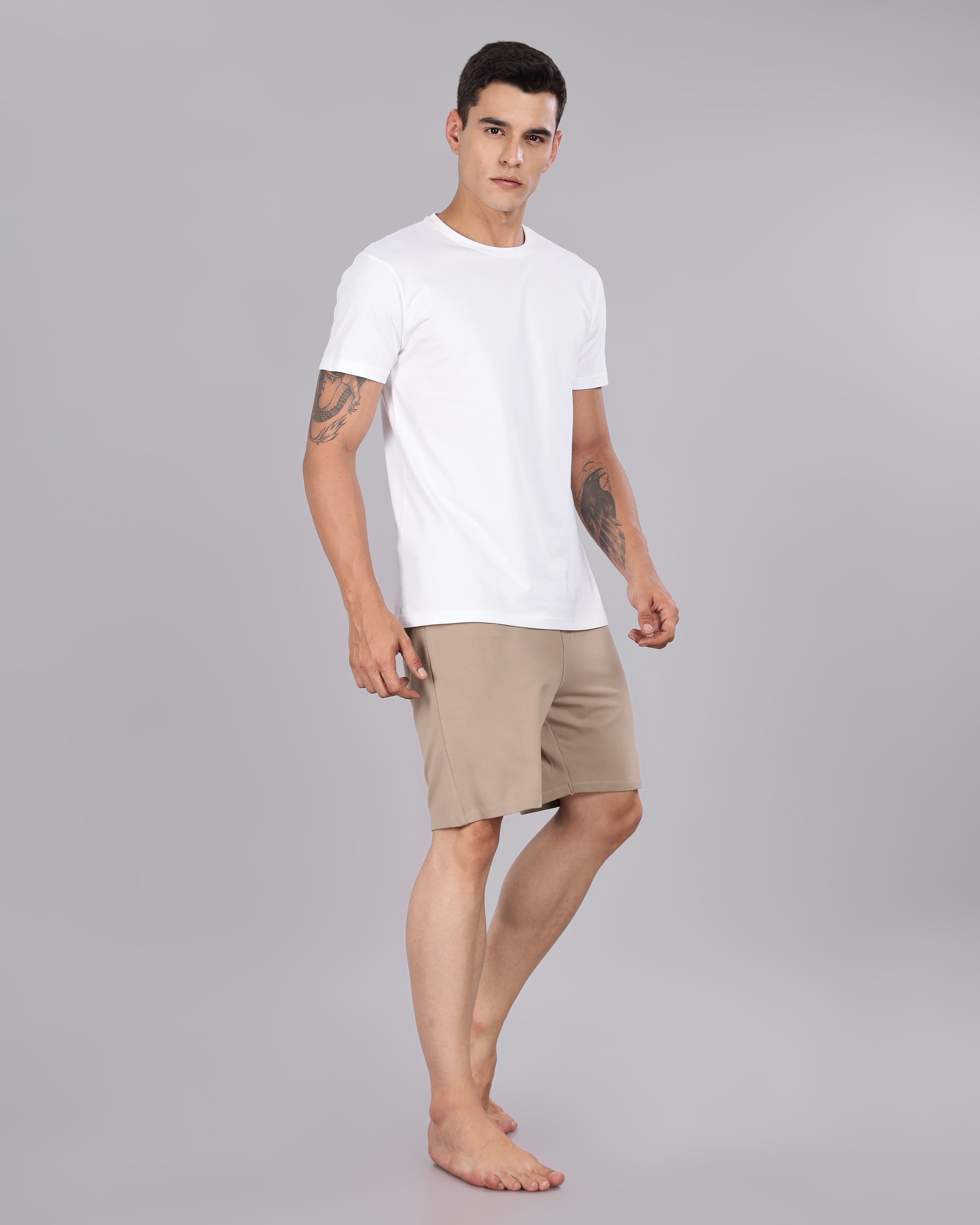 Cotton Tee & Bamboo Shorts (Walnut)