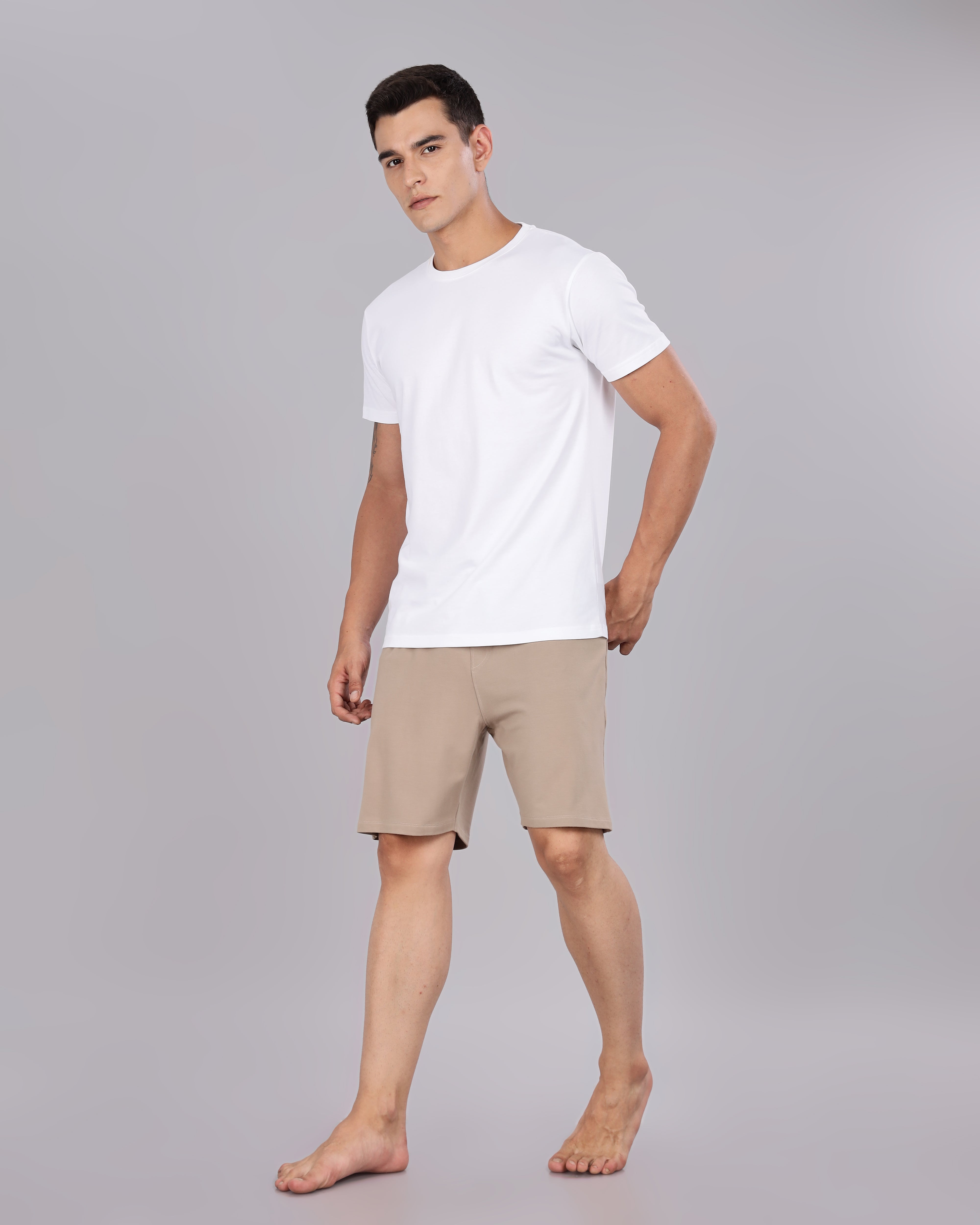 Cotton Tee & Bamboo Shorts (Walnut)