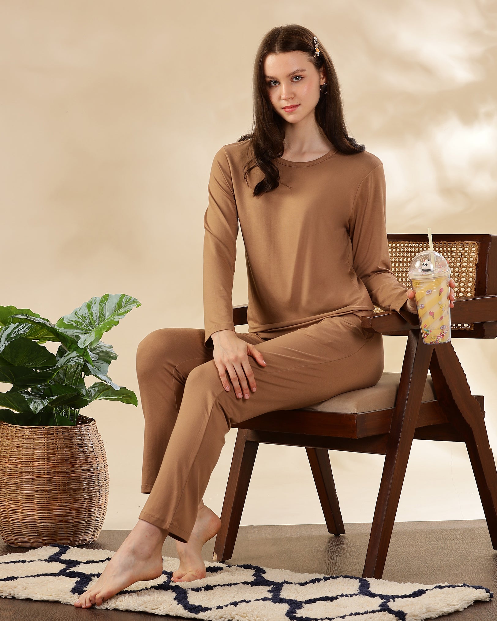Women’s Coffee Cream full sleeve bamboo tee
Estelle Bamboo Tee premium fabric
Breathable soft bamboo knit
Comfortable casual everyday top
Eco friendly sustainable material
Lightweight smooth texture
Classic minimalist style
Ideal for layering outfits
Full sleeve relaxed fit
Timeless neutral bamboo tee