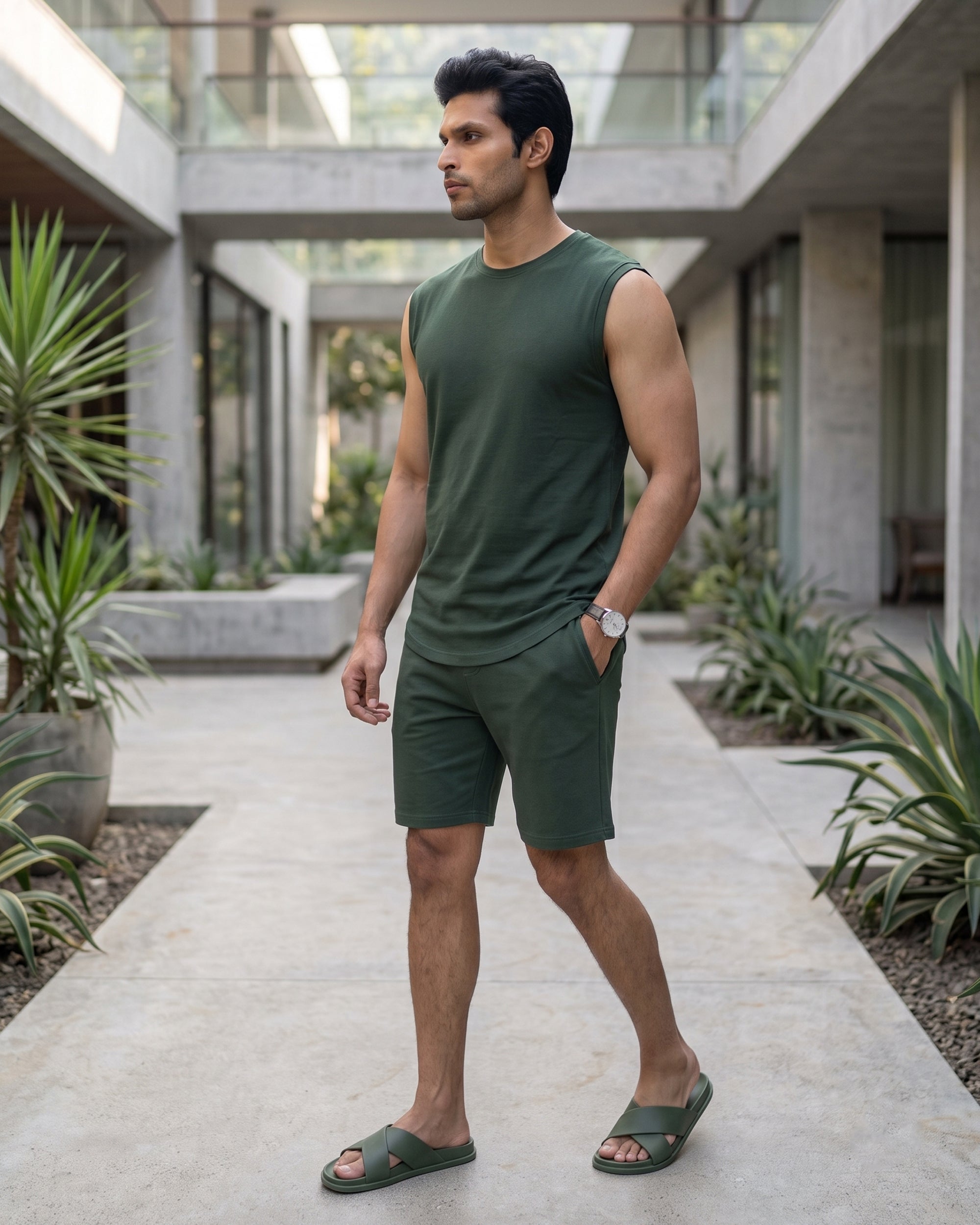 Hushy Bamboo Shorts (Dark Green)