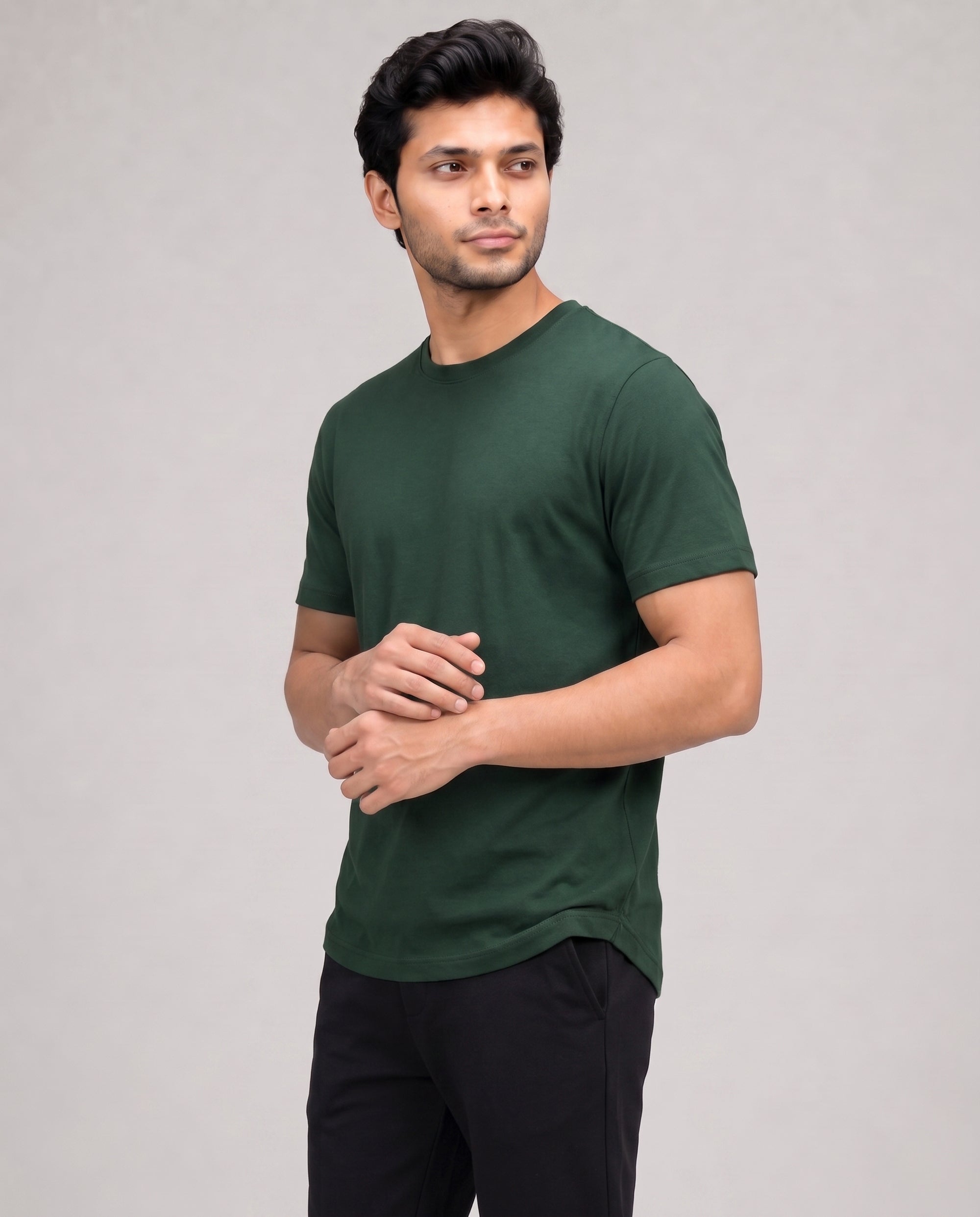 Soft Dark Green bamboo cotton Softsleep half sleeve lounge tee, regular tee suited for relaxed moments