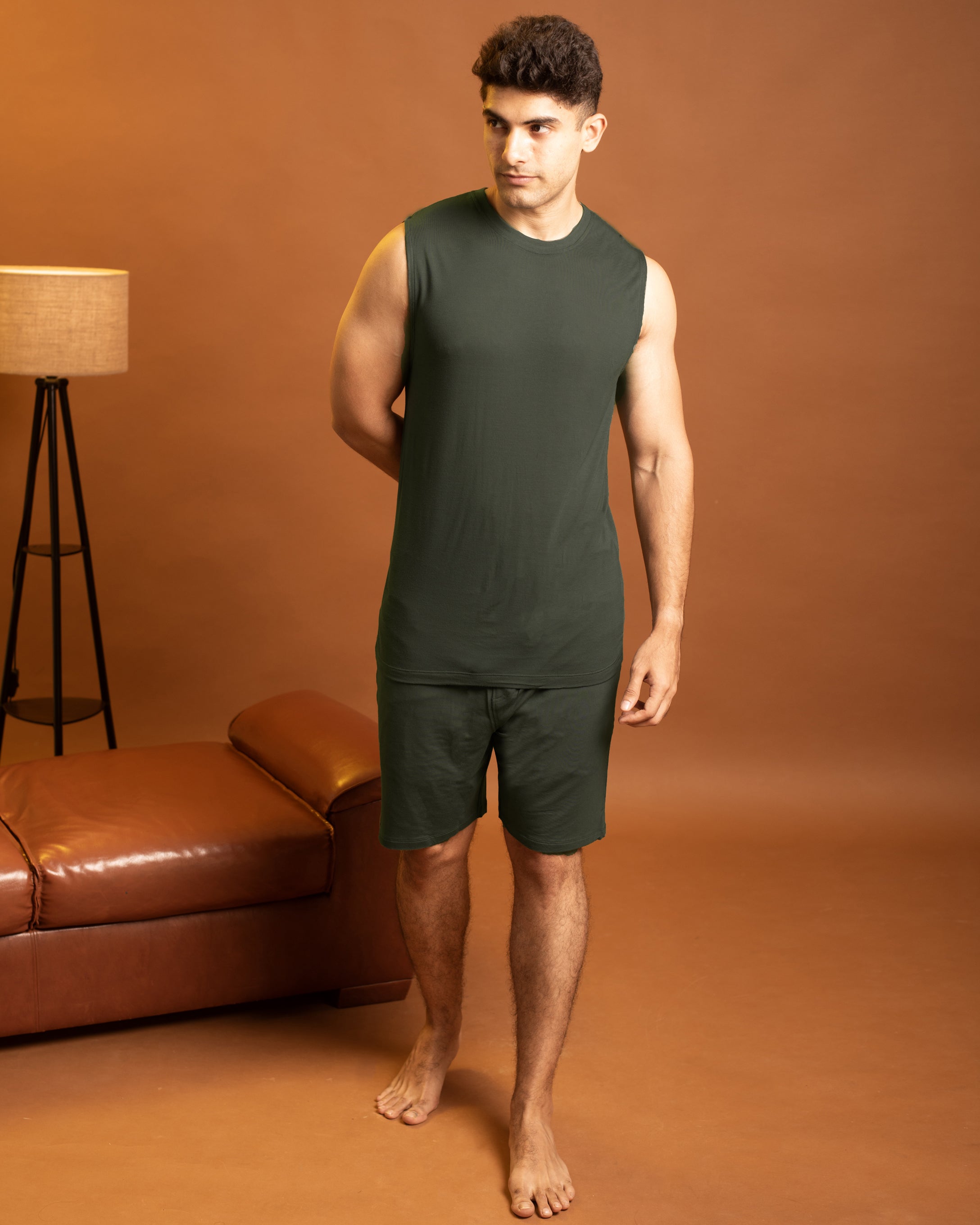 SoftSleep mens AirKnit tee and shorts in Dark Green
Ultra soft sustainable set for everyday wear