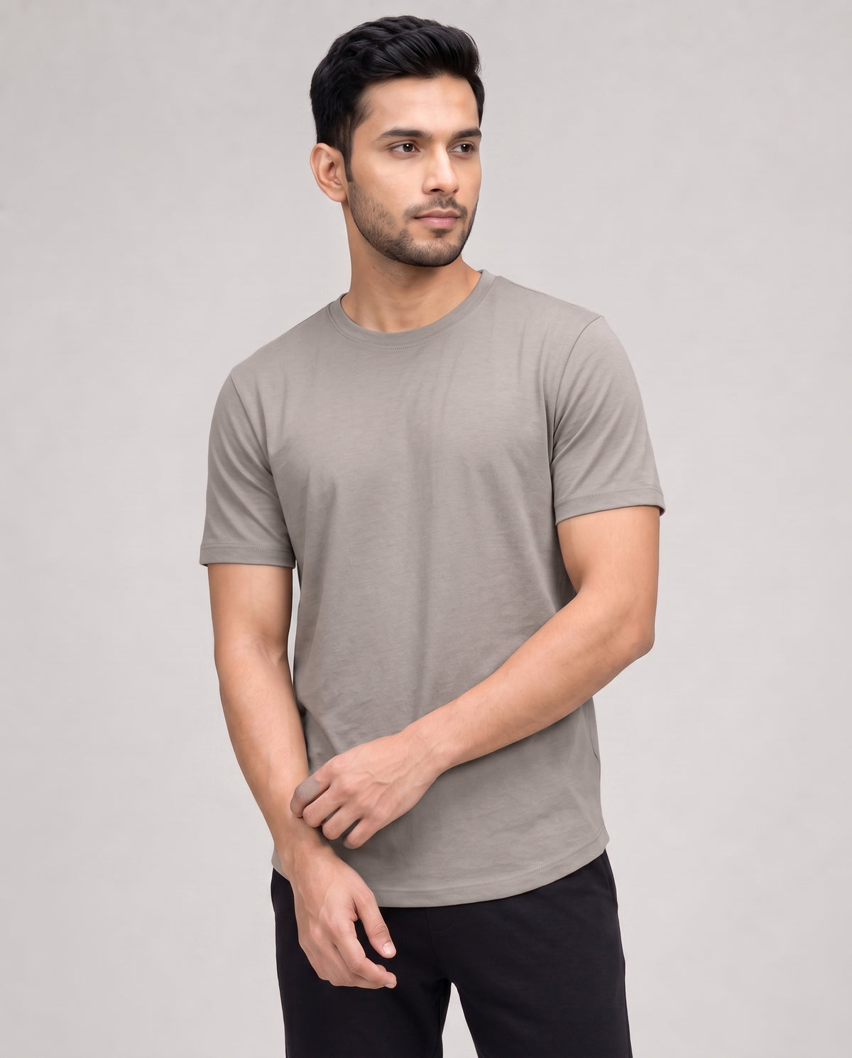 Grey Mocha Softsleep regular lounge tee features half sleeves with bamboo softness and cotton comfort