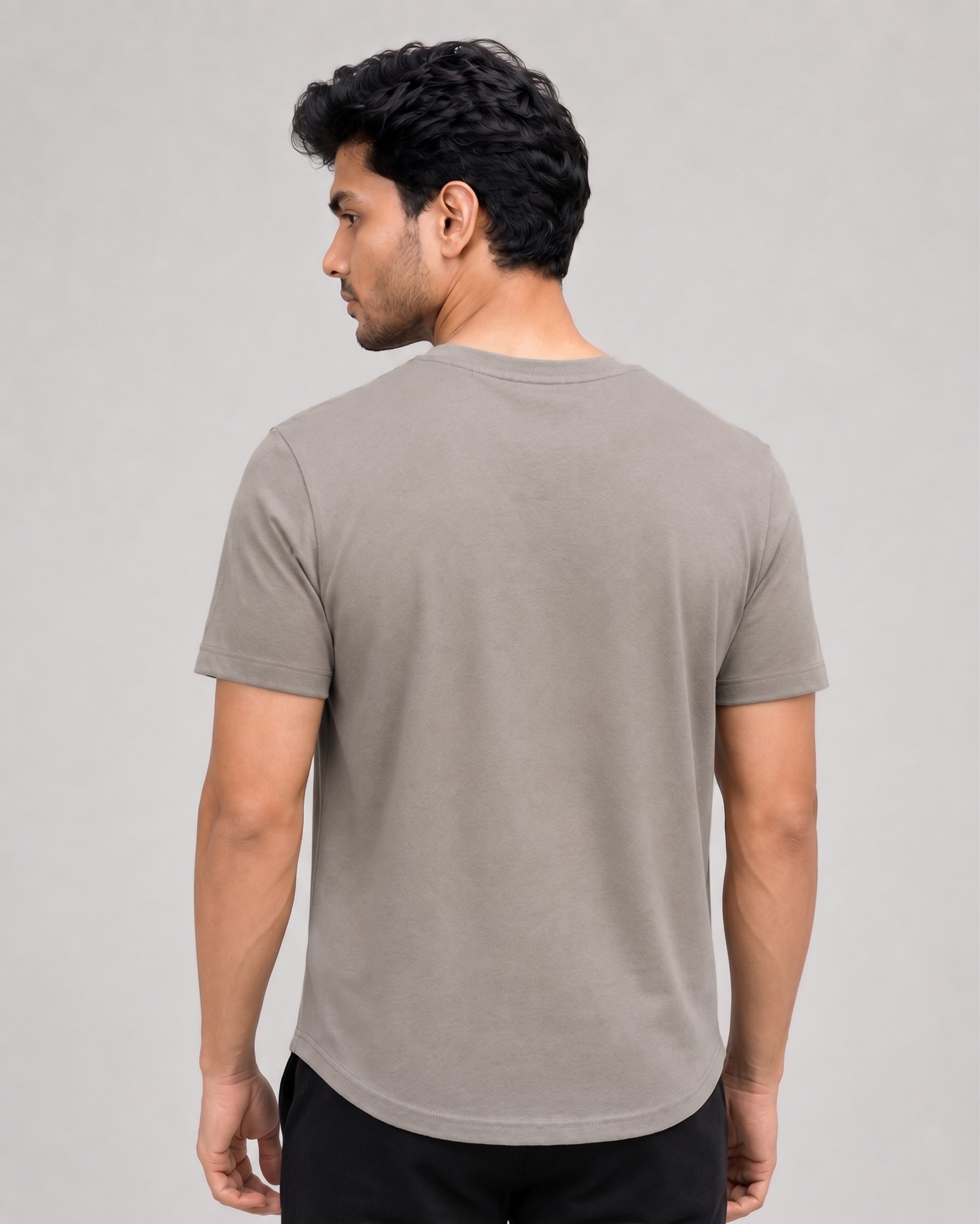 Grey Mocha lounge top from Softsleep, shaped as a half sleeve regular tee with bamboo softness and cotton comfort