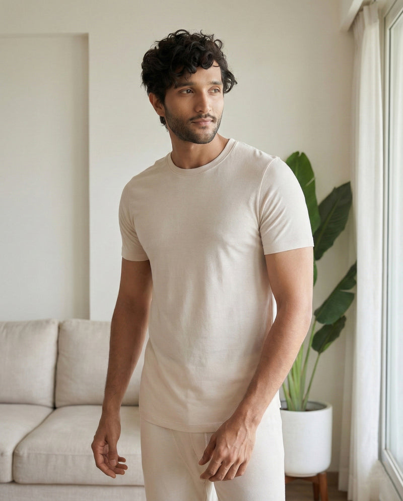 Irish cream Cosmo bamboo cotton loungewear with lightweight breathable softness and thermoregulating comfort for daily wear