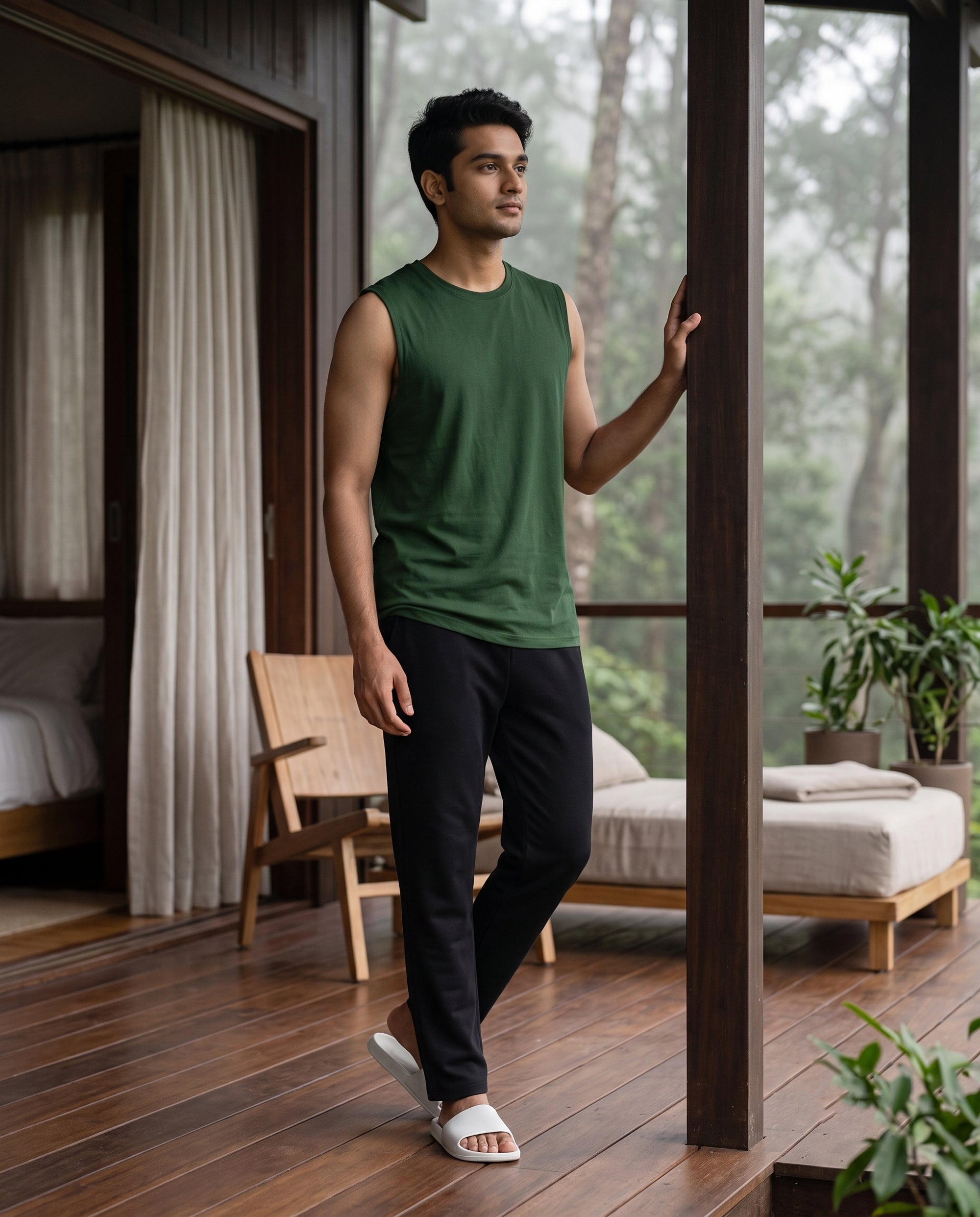 Airknit Tee + Pant (Dark Green + Black)