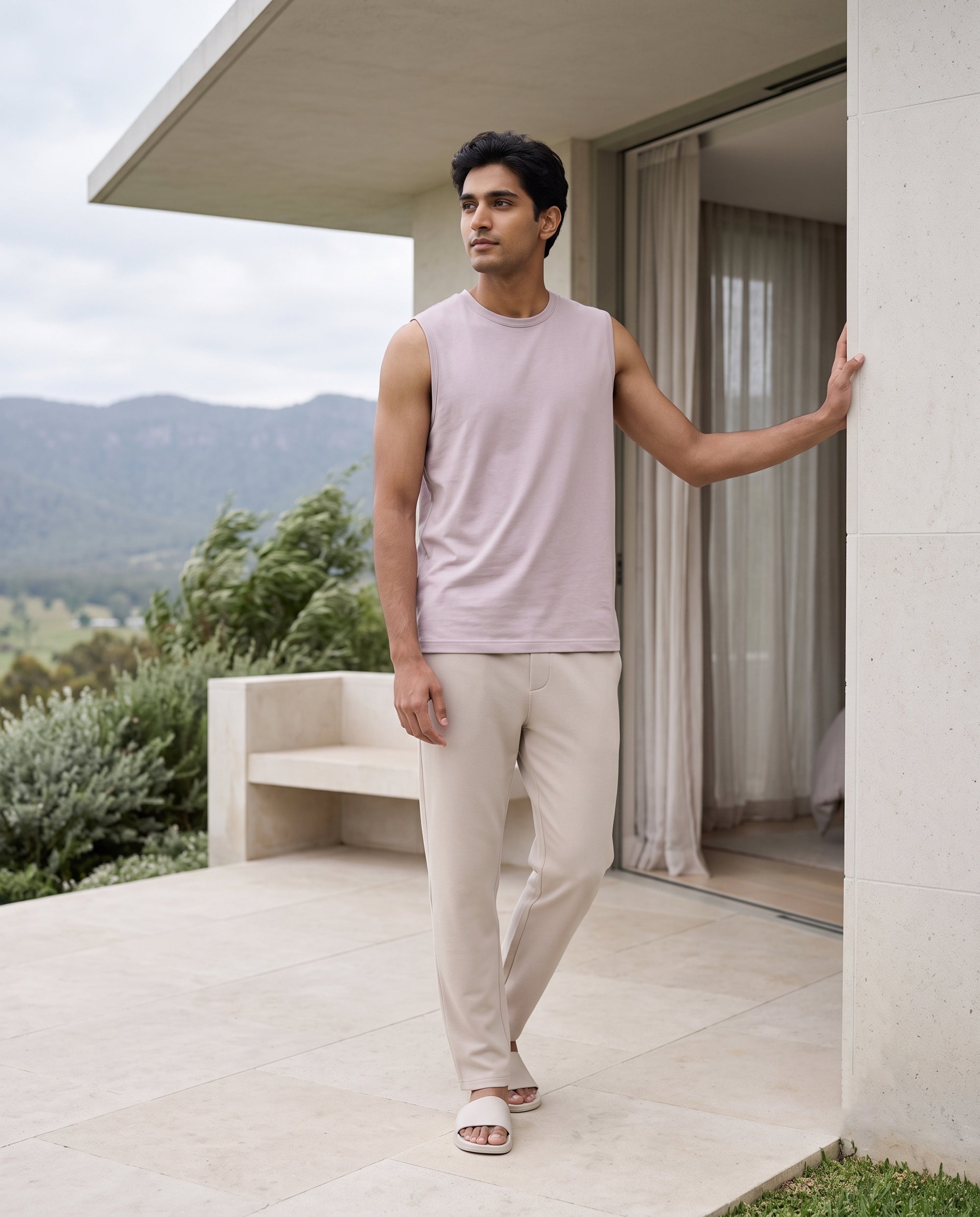 Airknit Tee + Pant (Pink + Cream)