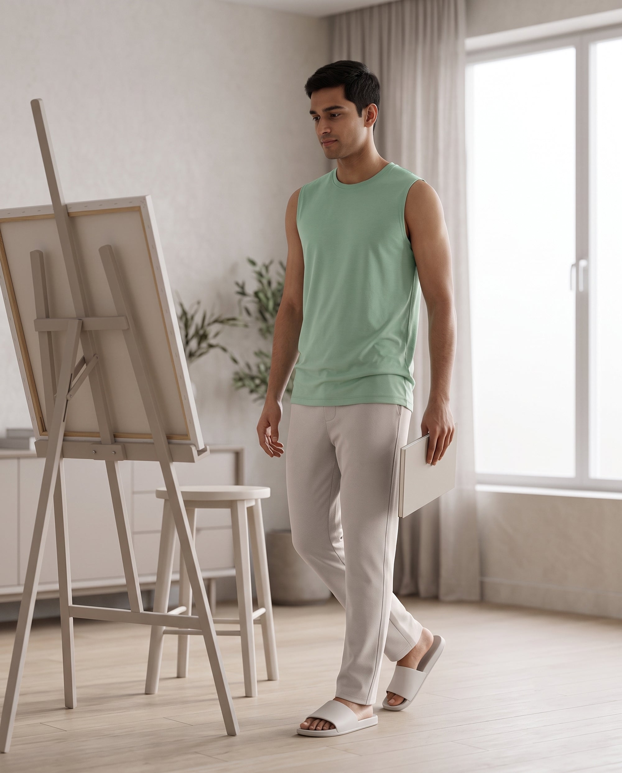 AirKnit Tee + Pant (Green + Cream)
