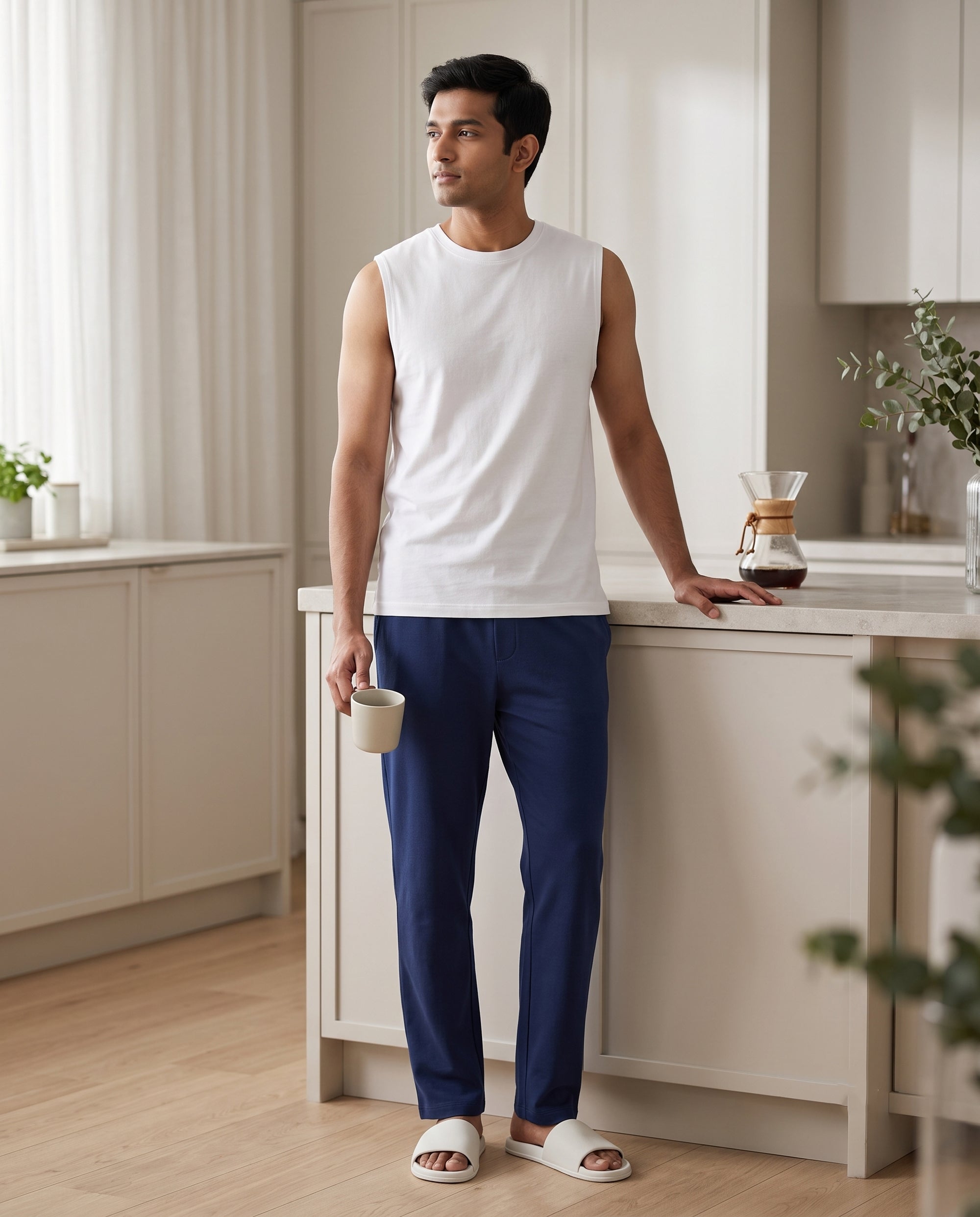 Airknit Tee + Pant (White + Blue)