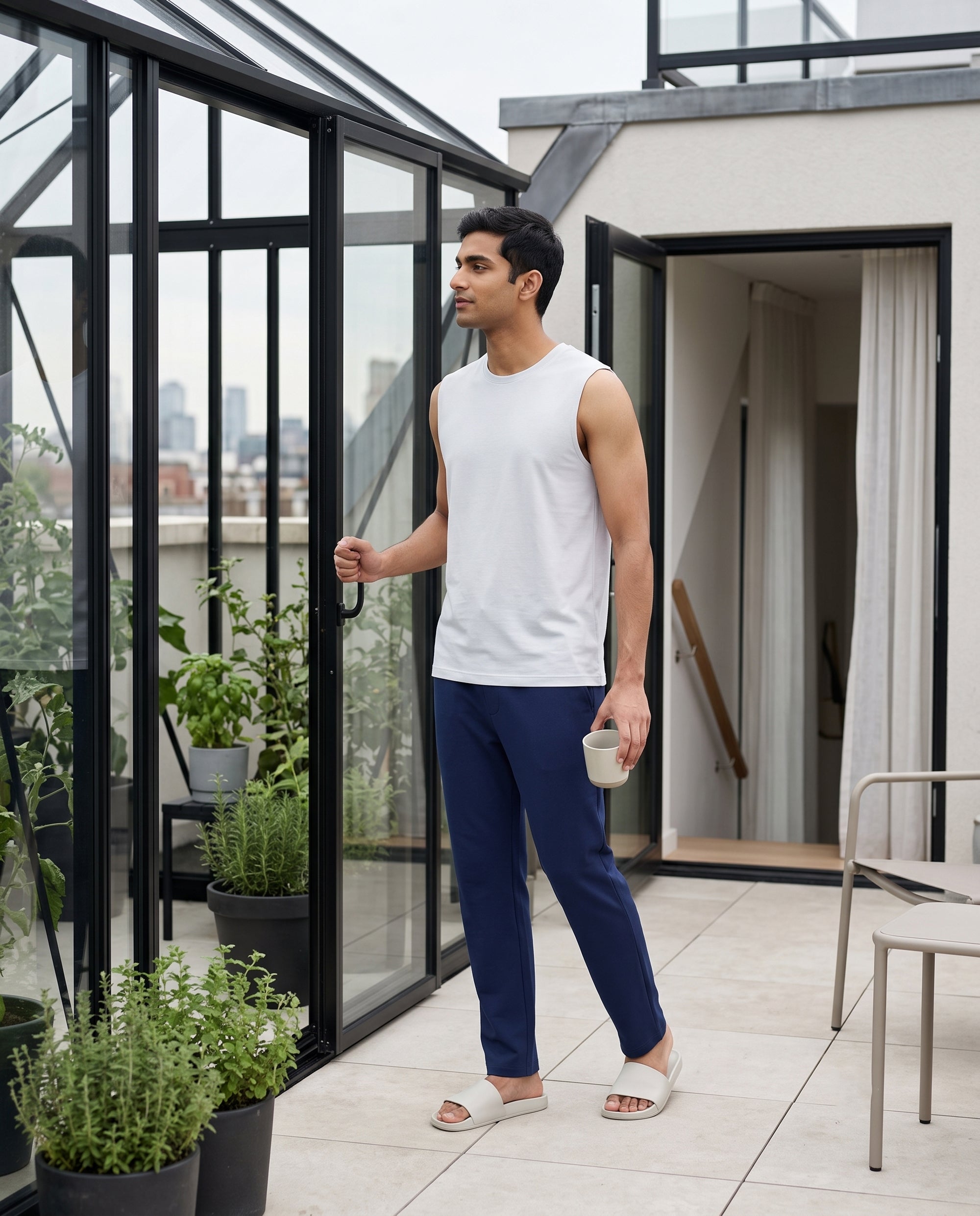 Airknit Tee + Pant (White + Blue)