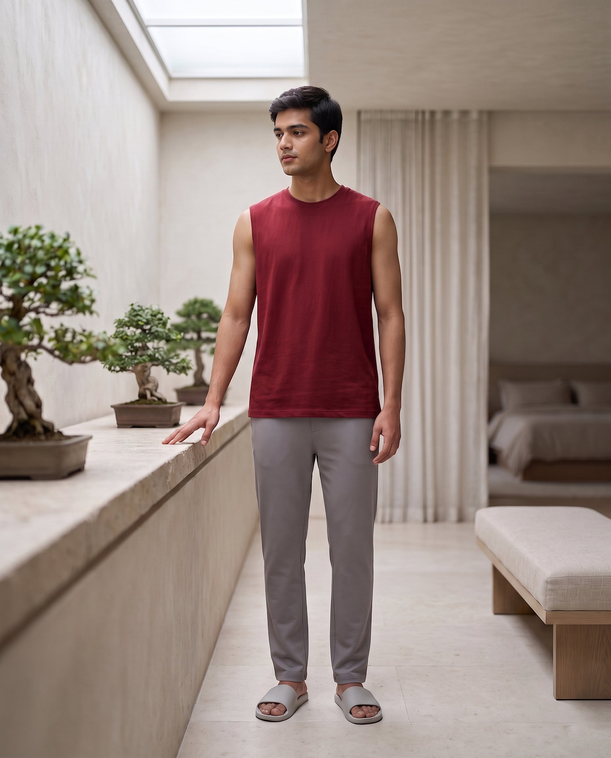 Airknit Tee + Pant (Maroon + Grey)
