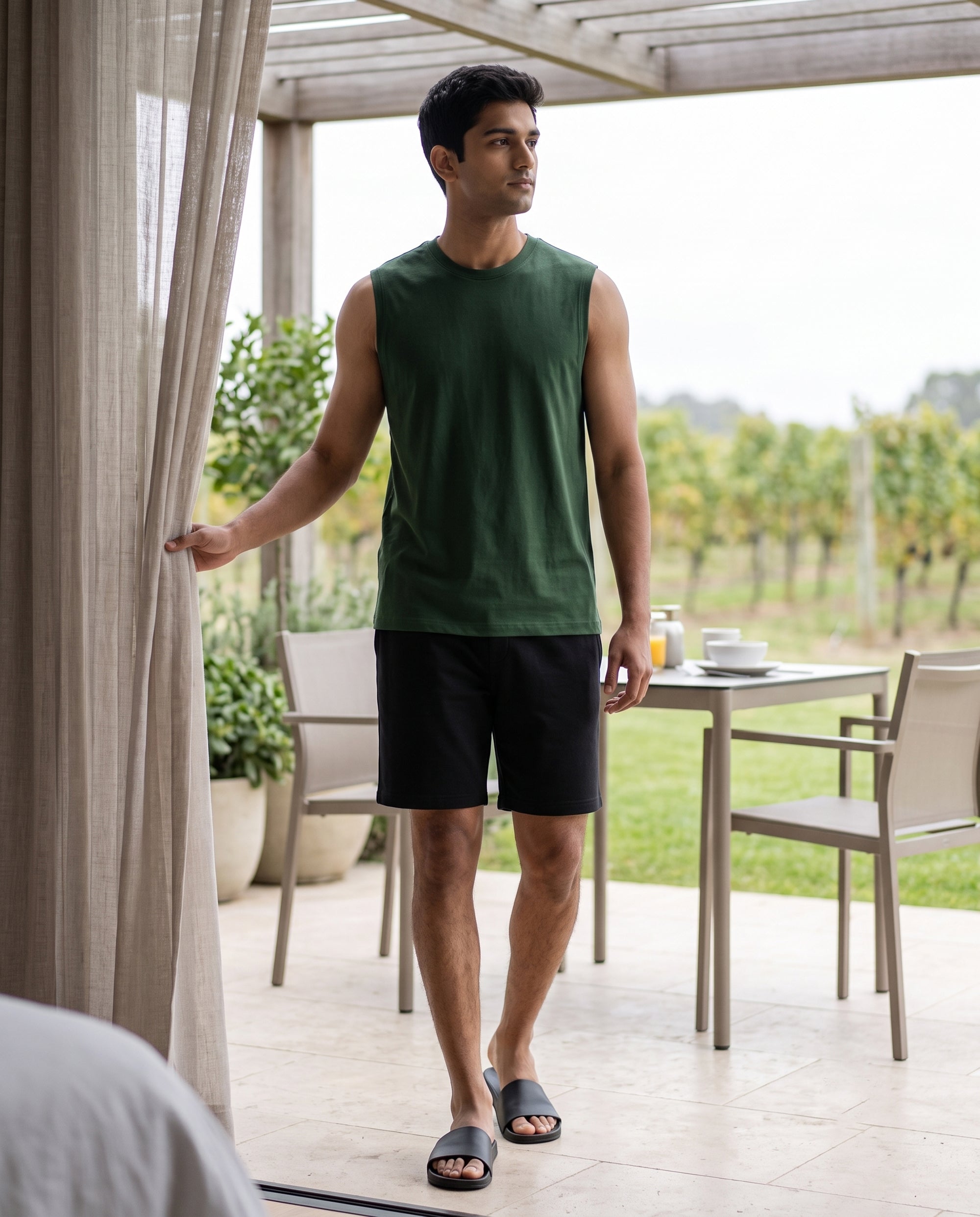 Airknit Tee + Shorts (Dark Green + Black)