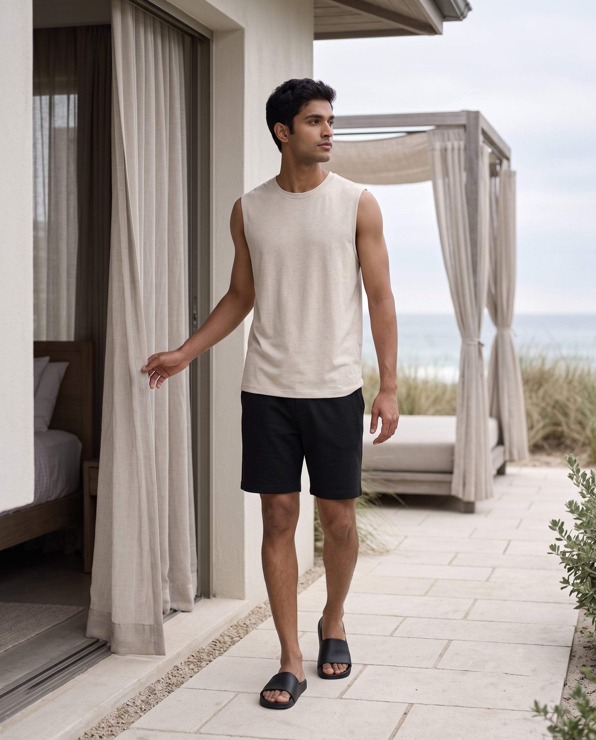 Airknit Tee + Shorts (Cream + Black)