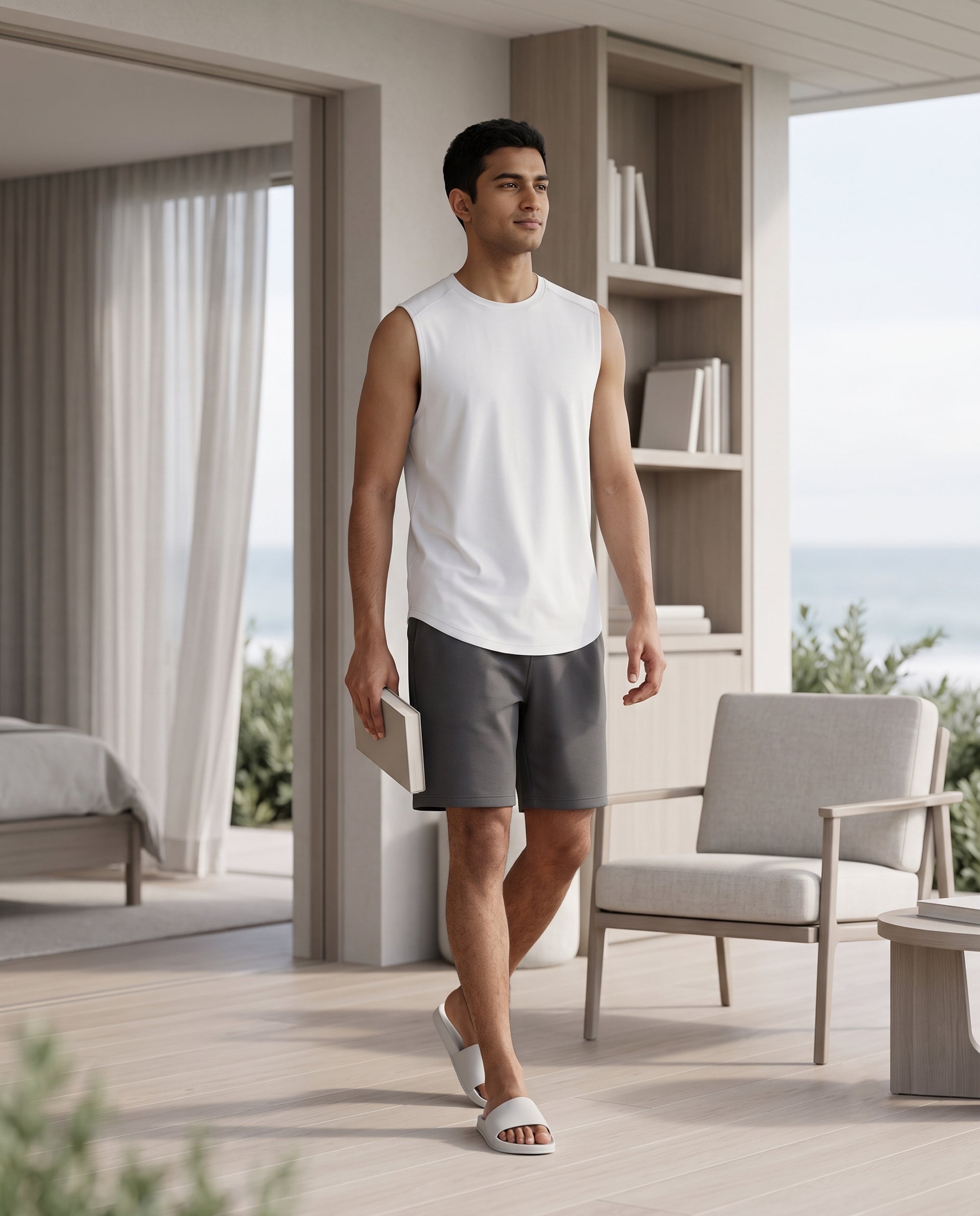 Airknit Tee + Shorts (White+ Grey)