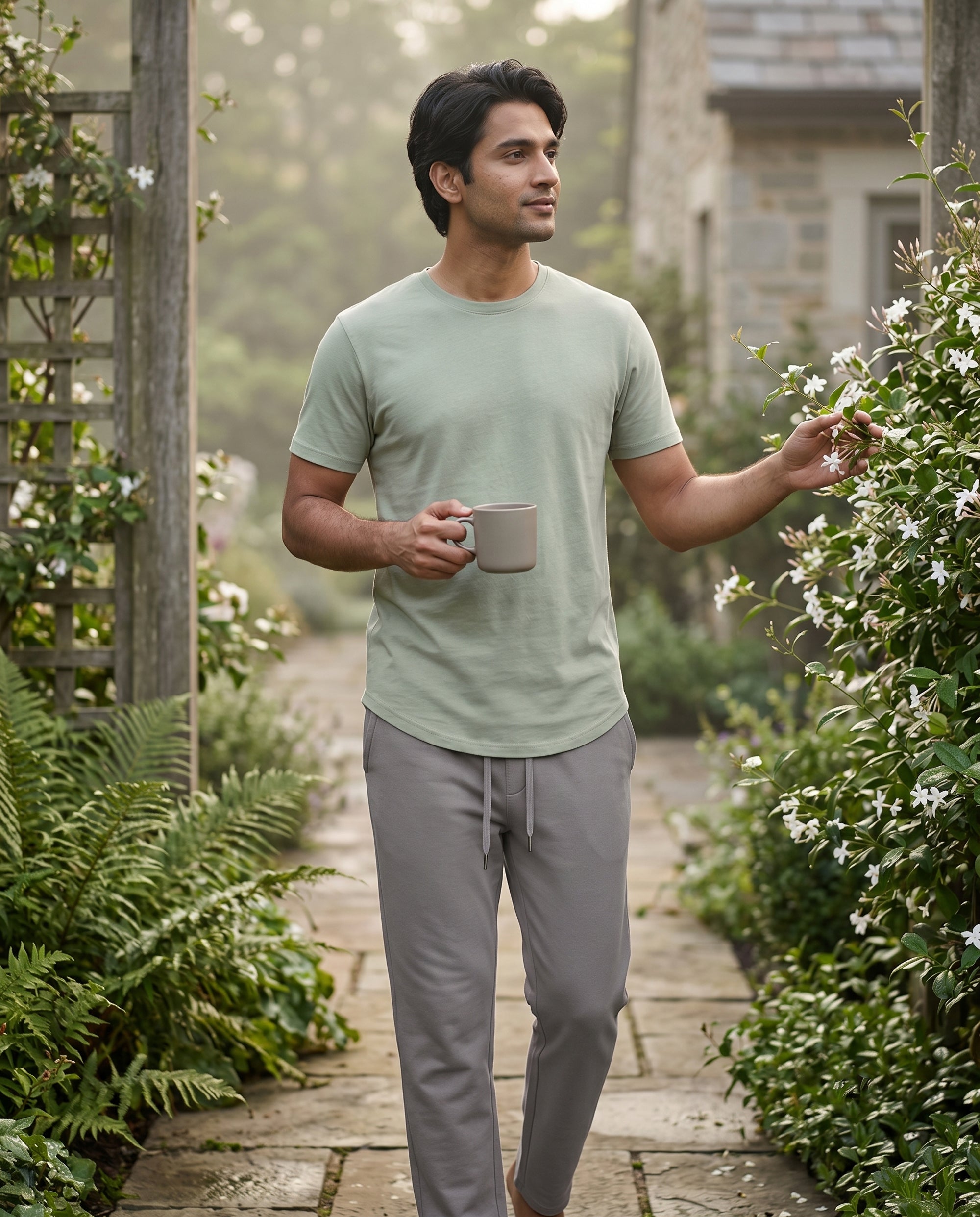 Cosmo T-Shirt + Pant (Pistachio + Grey)