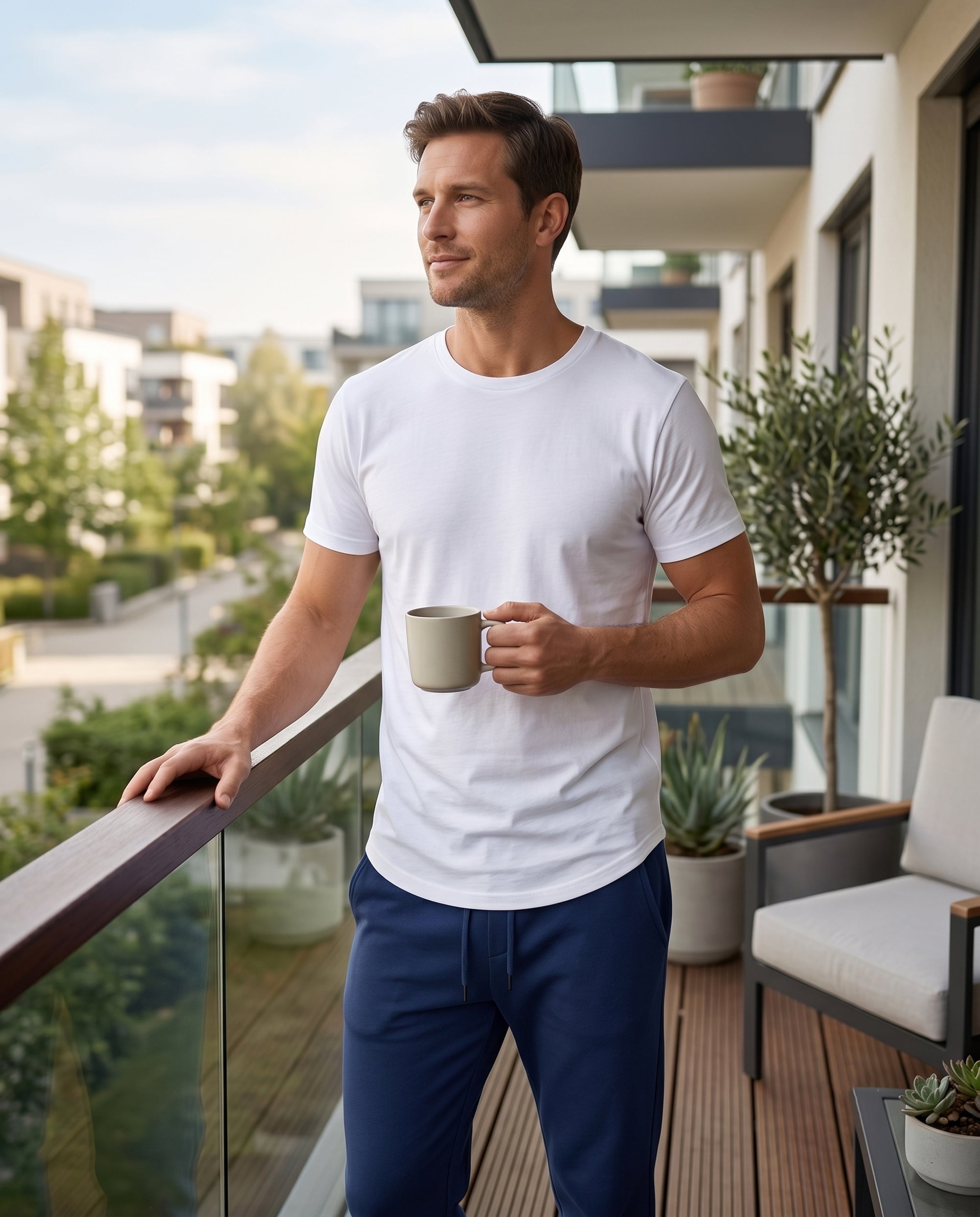 Cosmo T-Shirt + Pant (White + Blue)