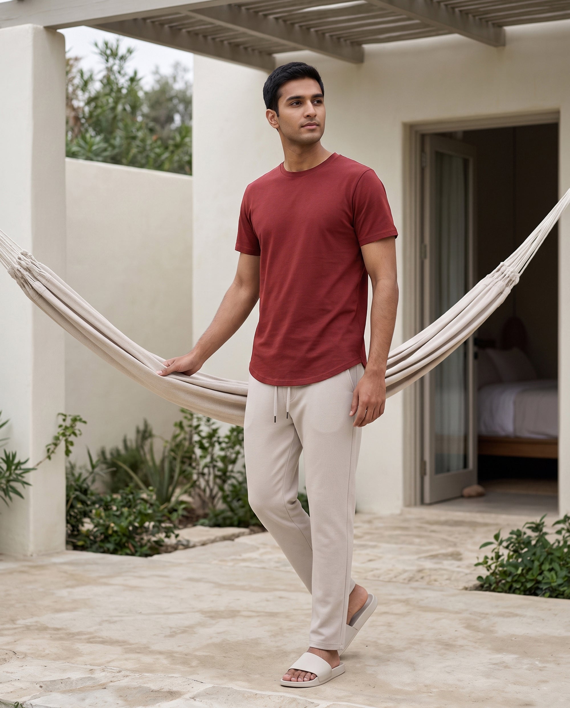 Cosmo T-Shirt + Pant (Maroon + Cream)