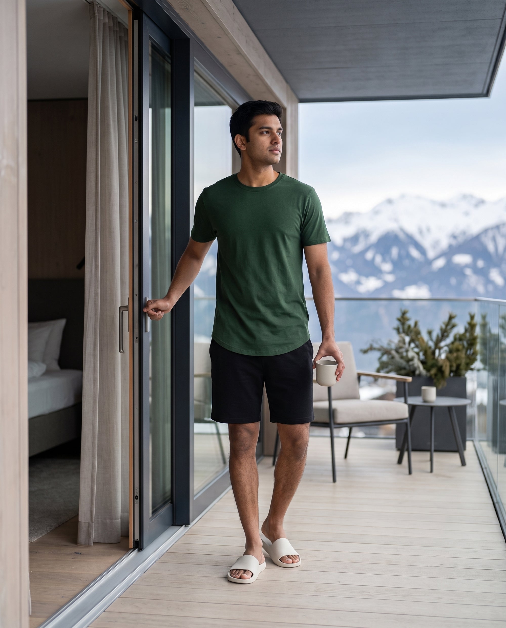 Cosmo T-Shirt + Shorts (Dark Green + Black)