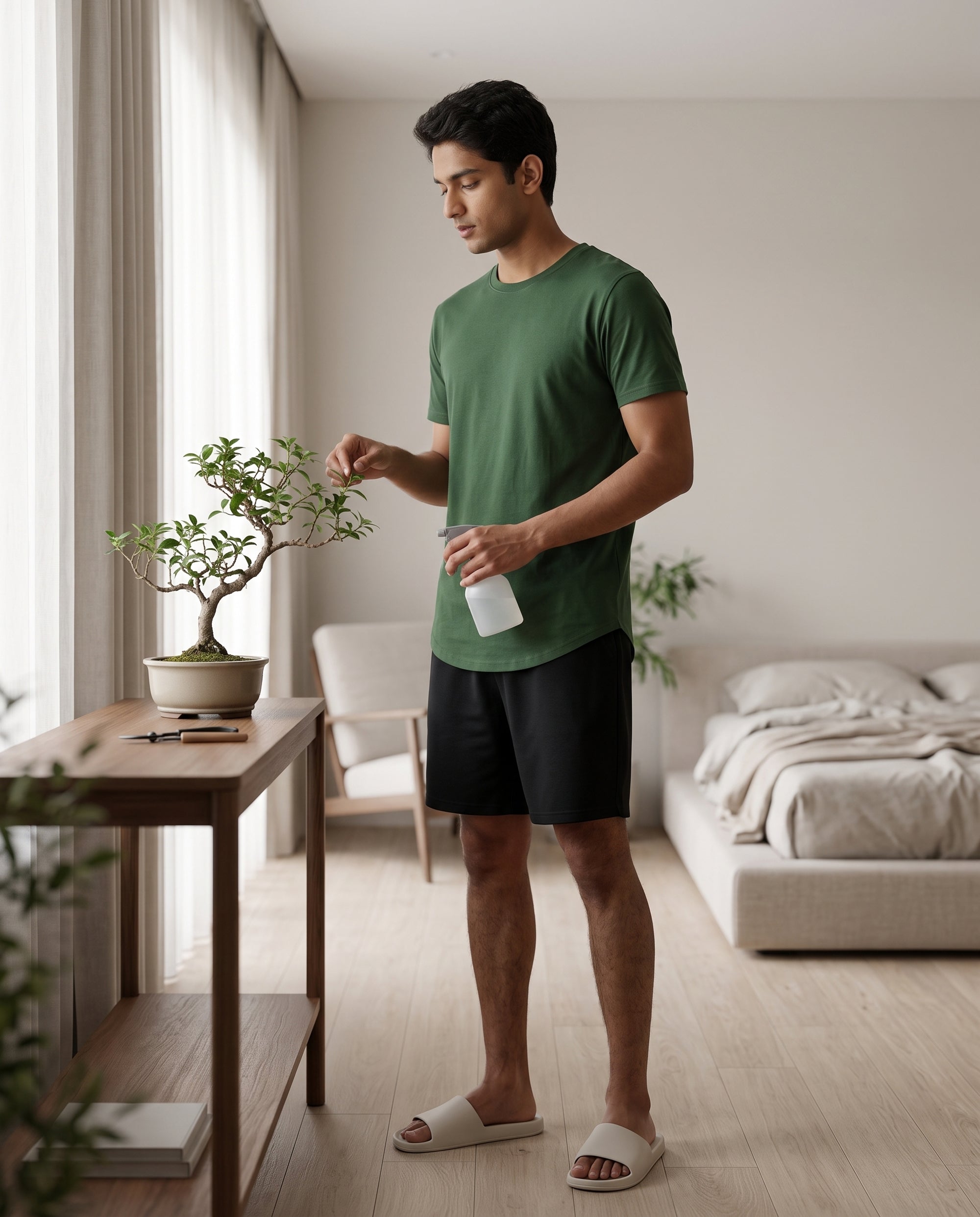 Cosmo T-Shirt + Shorts (Dark Green + Black)