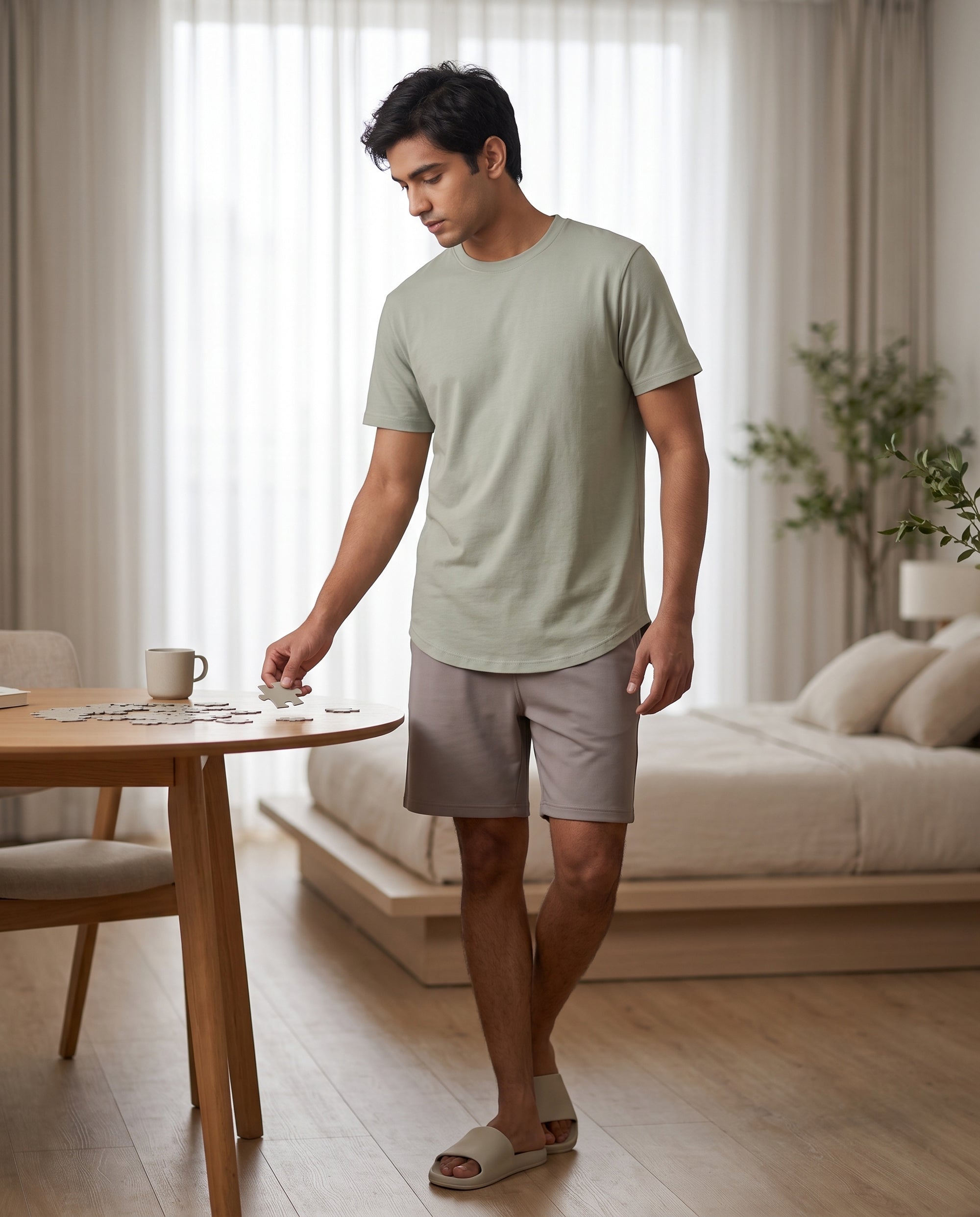 Cosmo T-Shirt + Shorts (Pistachio + Grey)