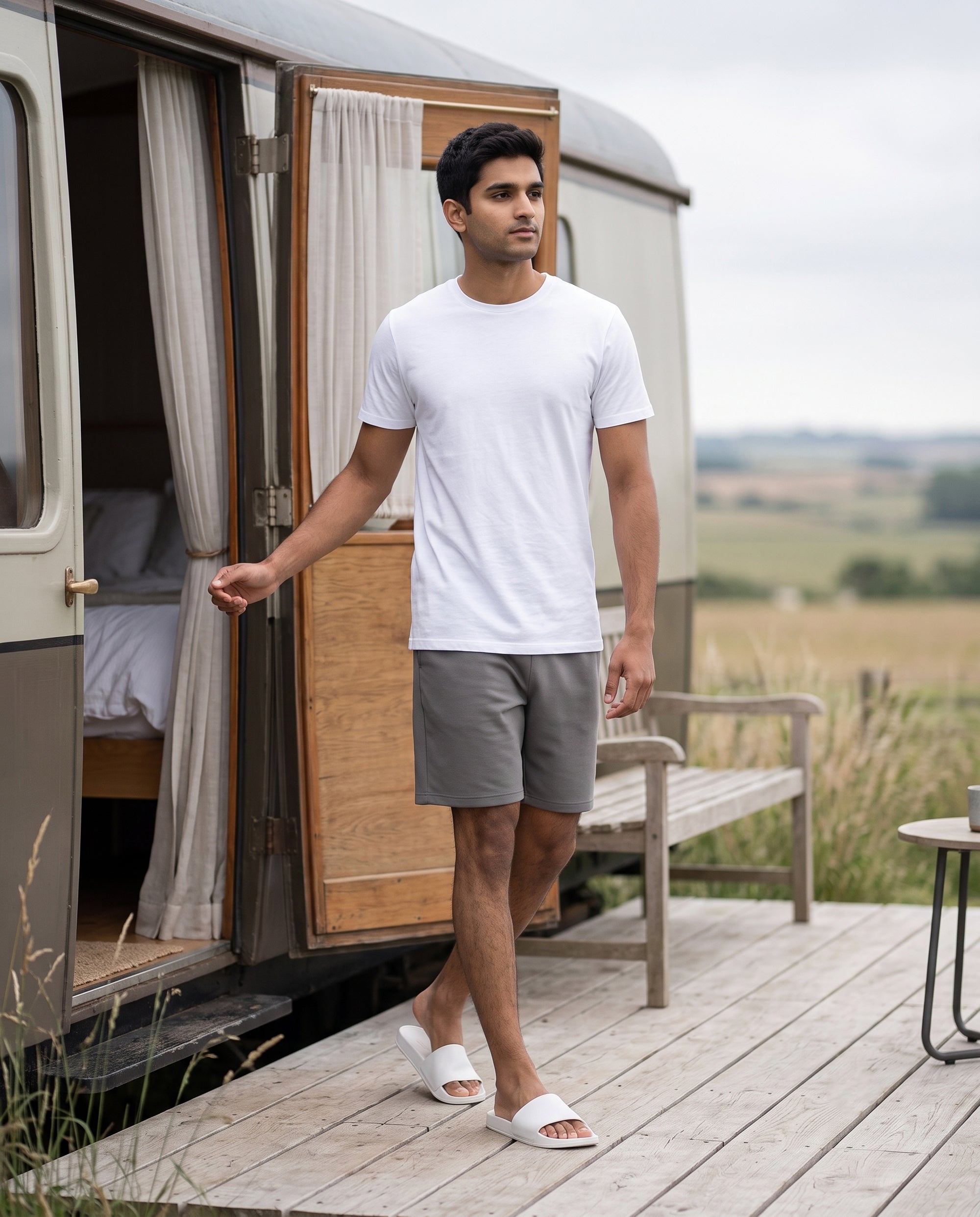Cosmo T-Shirt + Shorts (White + Grey)